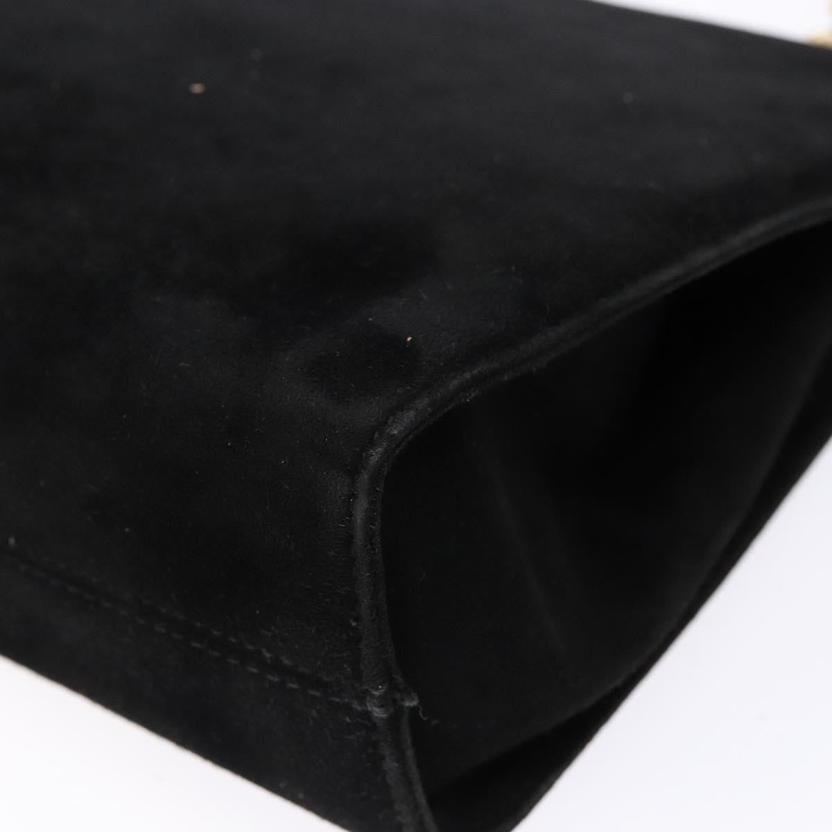 Salvatore Ferragamo Gancini Chain Suede Black Suede Shoulder Bag Bag (Pre-Owned)