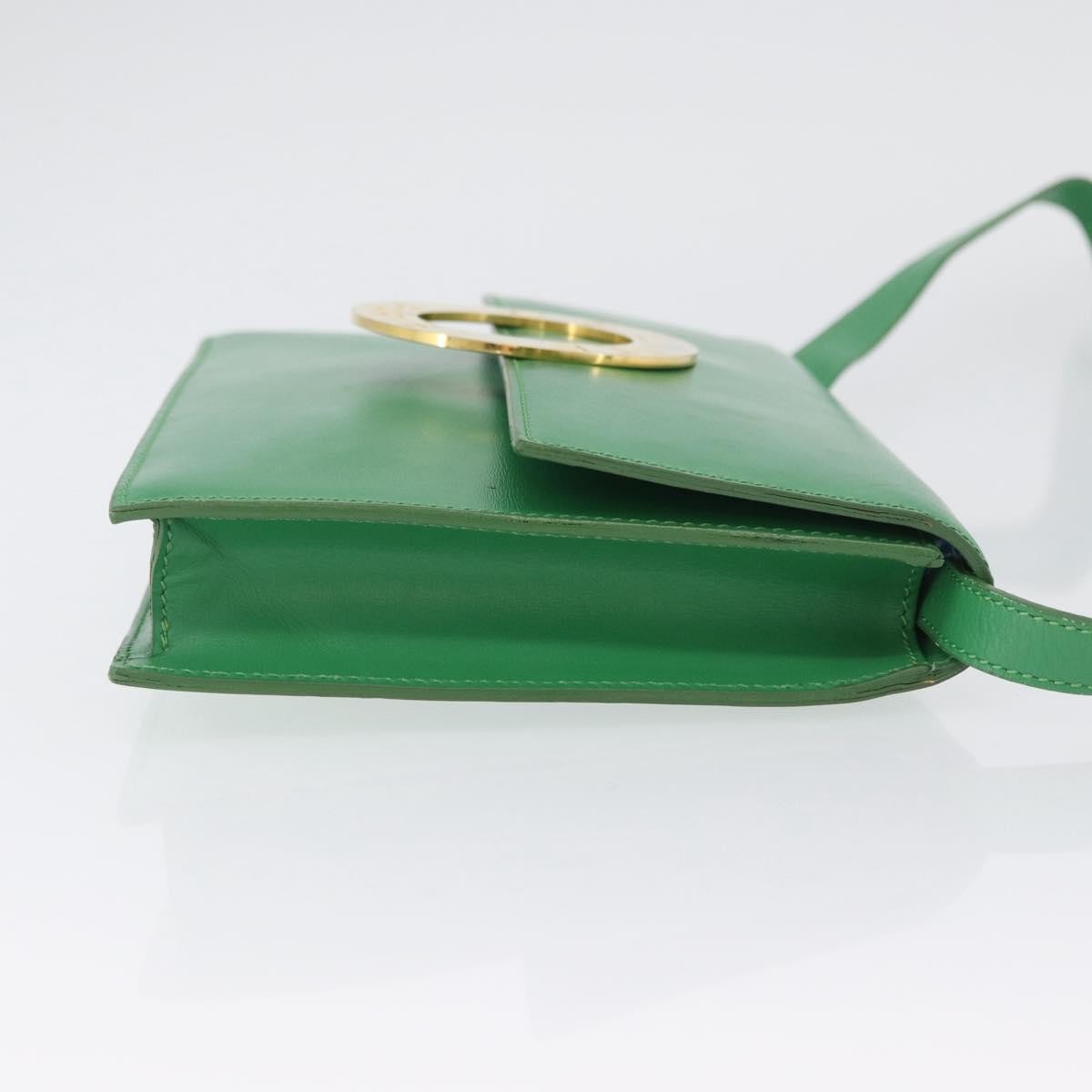 Celine Circle Logo Leather Green Leather Shoulder Bag Bag (Pre-Owned)