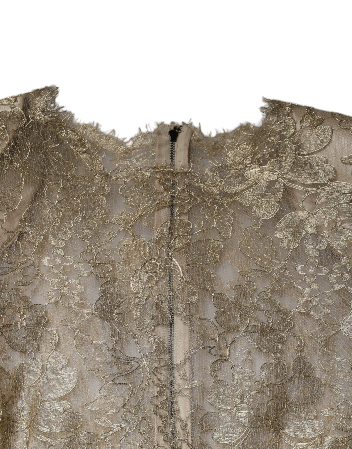 Dolce & Gabbana Gold Floral Lace A-line Sheath Mini Women's Dress (Pre-Owned)
