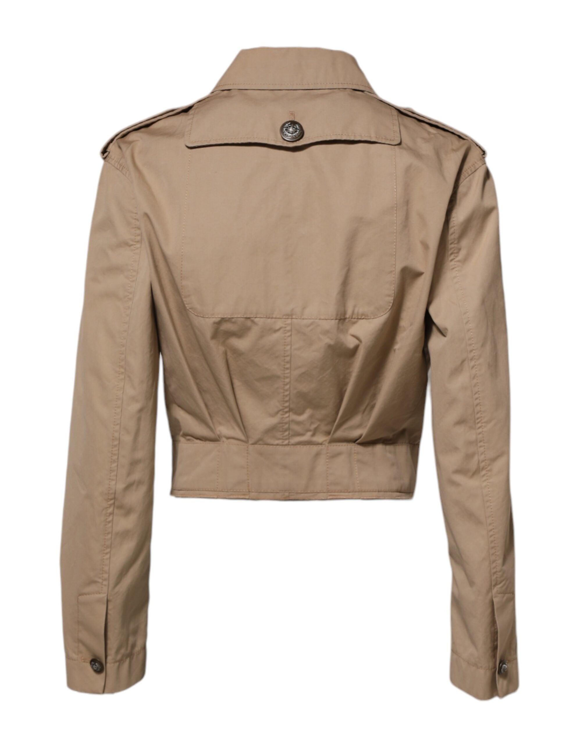 Dolce & Gabbana Beige Cotton Button Up Fitted Cropped Women's Jacket (Pre-Owned)