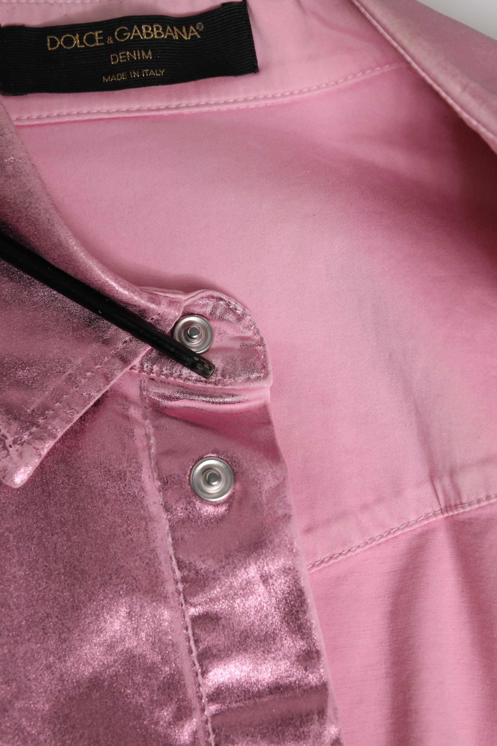 Dolce & Gabbana Pink Cotton Stretch Collared Cropped Women's Jacket (Pre-Owned)