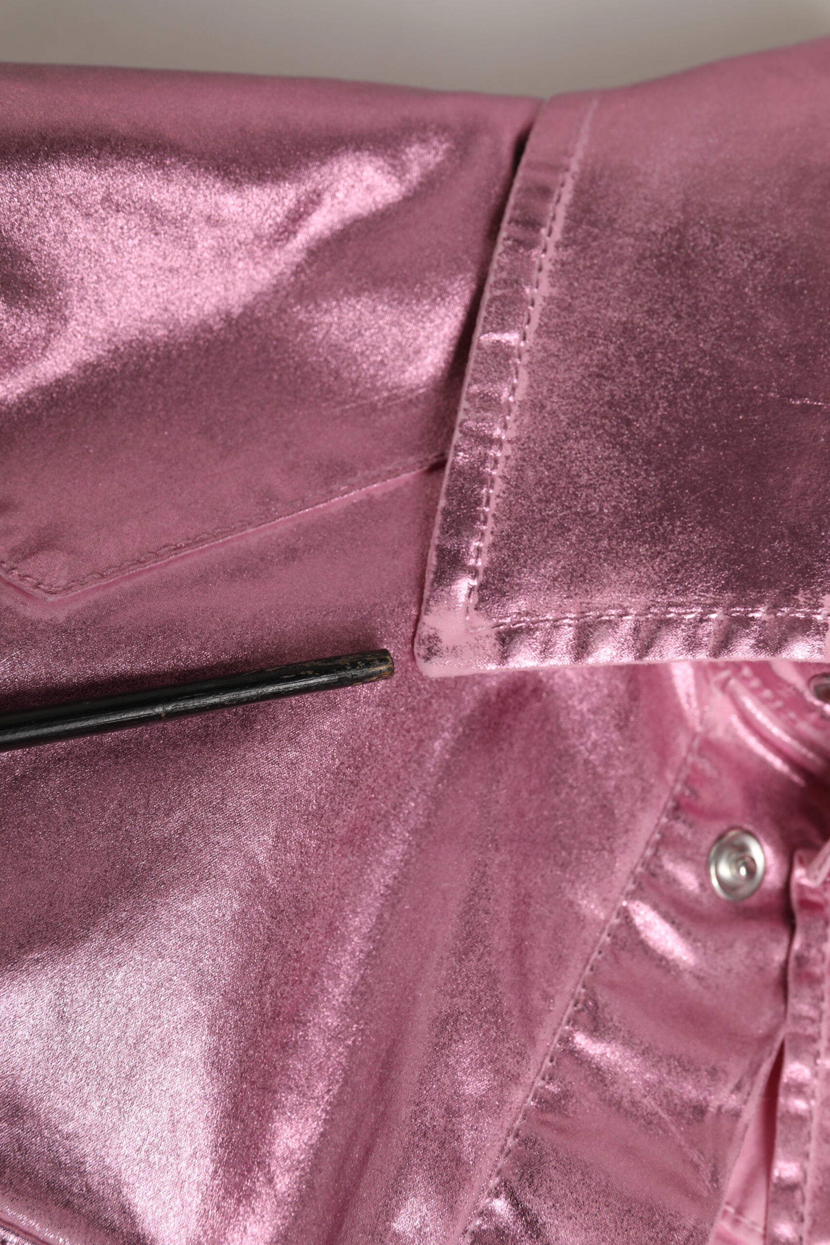 Dolce & Gabbana Pink Cotton Stretch Collared Cropped Women's Jacket (Pre-Owned)
