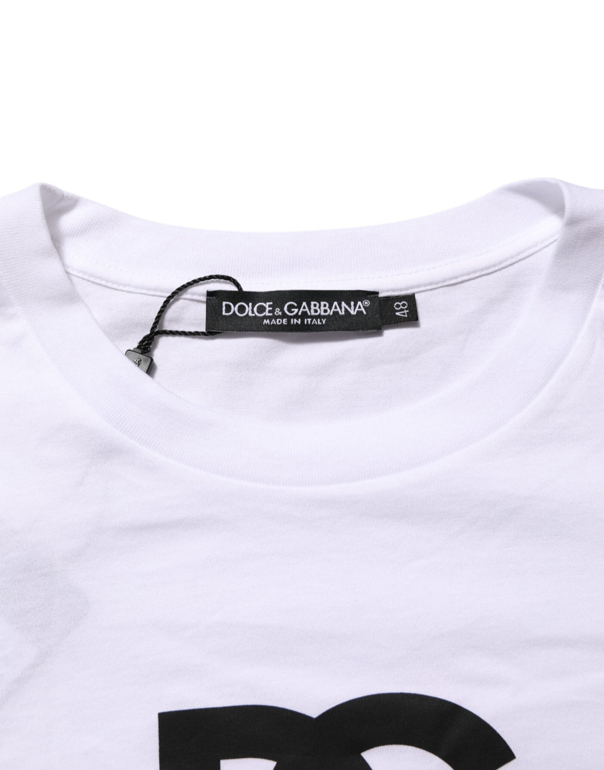 Dolce & Gabbana White Logo Print Cotton Crew Neck Men Men's T-shirt