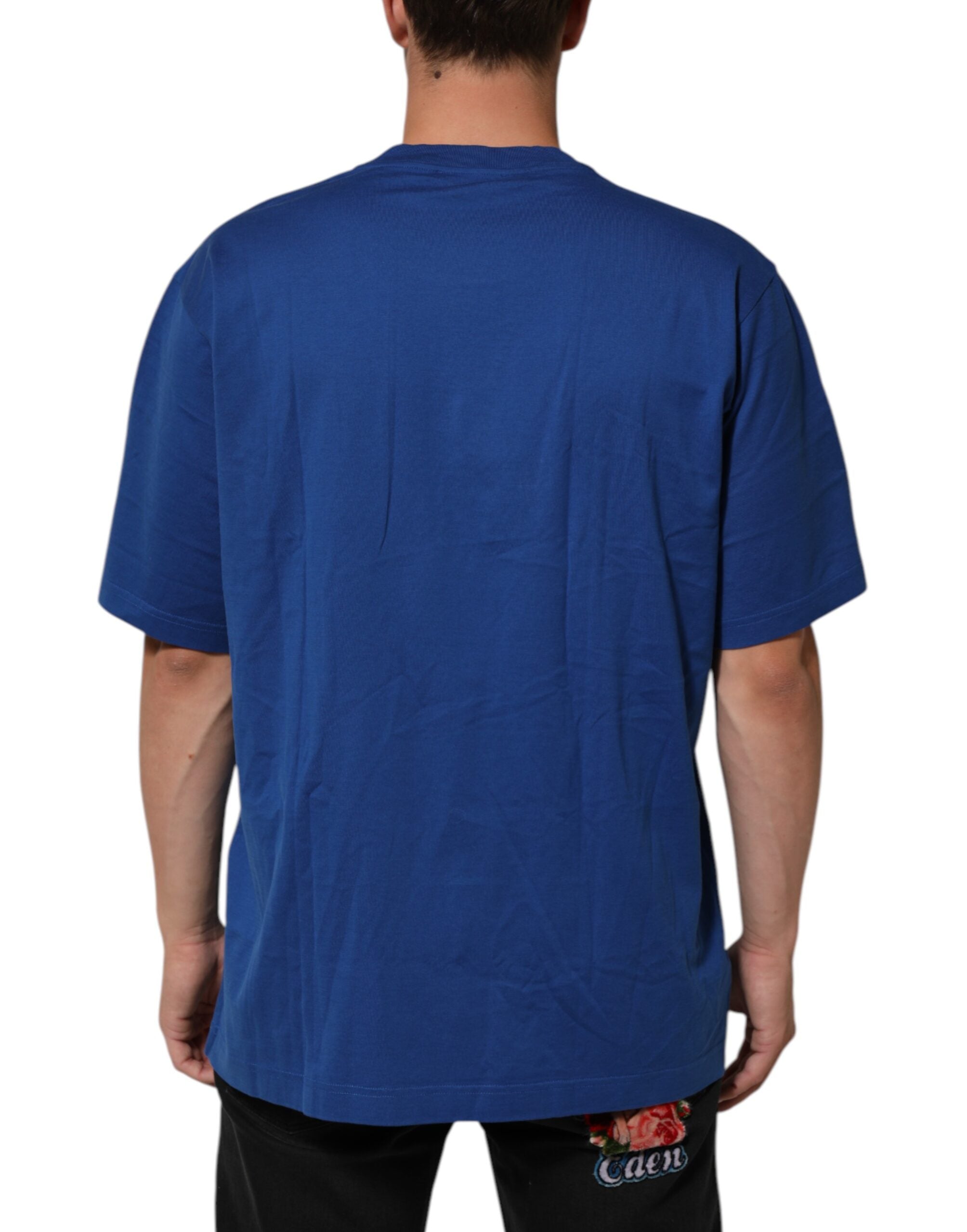 Dolce & Gabbana Blue Logo Print Cotton Crew Neck Men Men's T-shirt