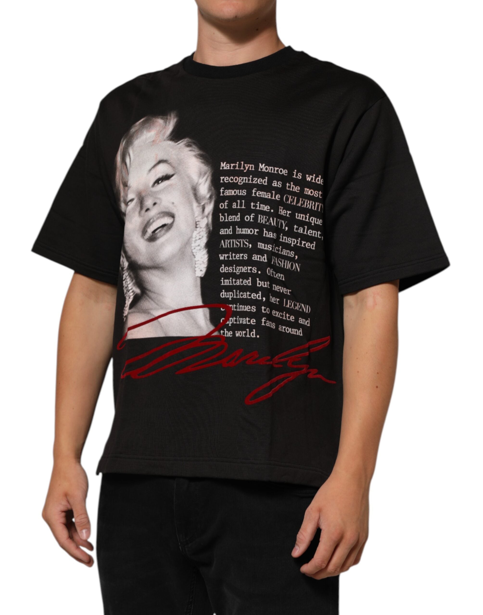 Dolce & Gabbana Black Marilyn Monroe Cotton Crew Neck Men's T-shirt (Pre-Owned)