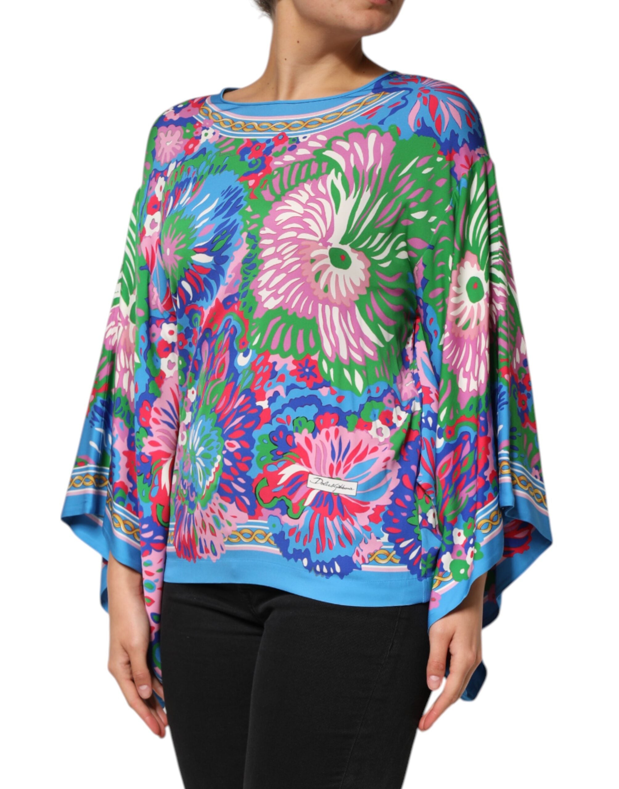 Dolce & Gabbana Multicolor Floral Printed Tunic Blouse Women's Top (Pre-Owned)