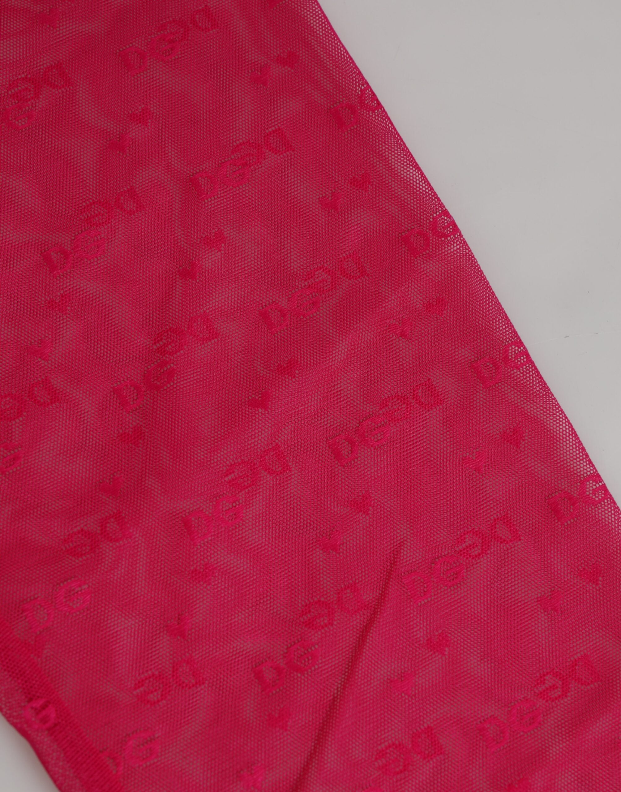 Dolce & Gabbana Fuchsia Logo Lace Tight Midi Trousers Women's Underwear