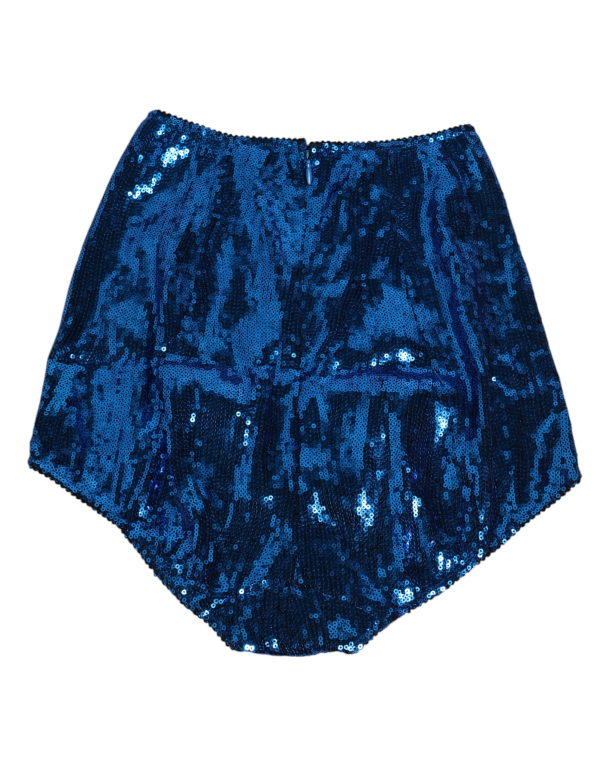 Dolce & Gabbana Blue Sequin Embellished High Waist Girdle Women's Underwear