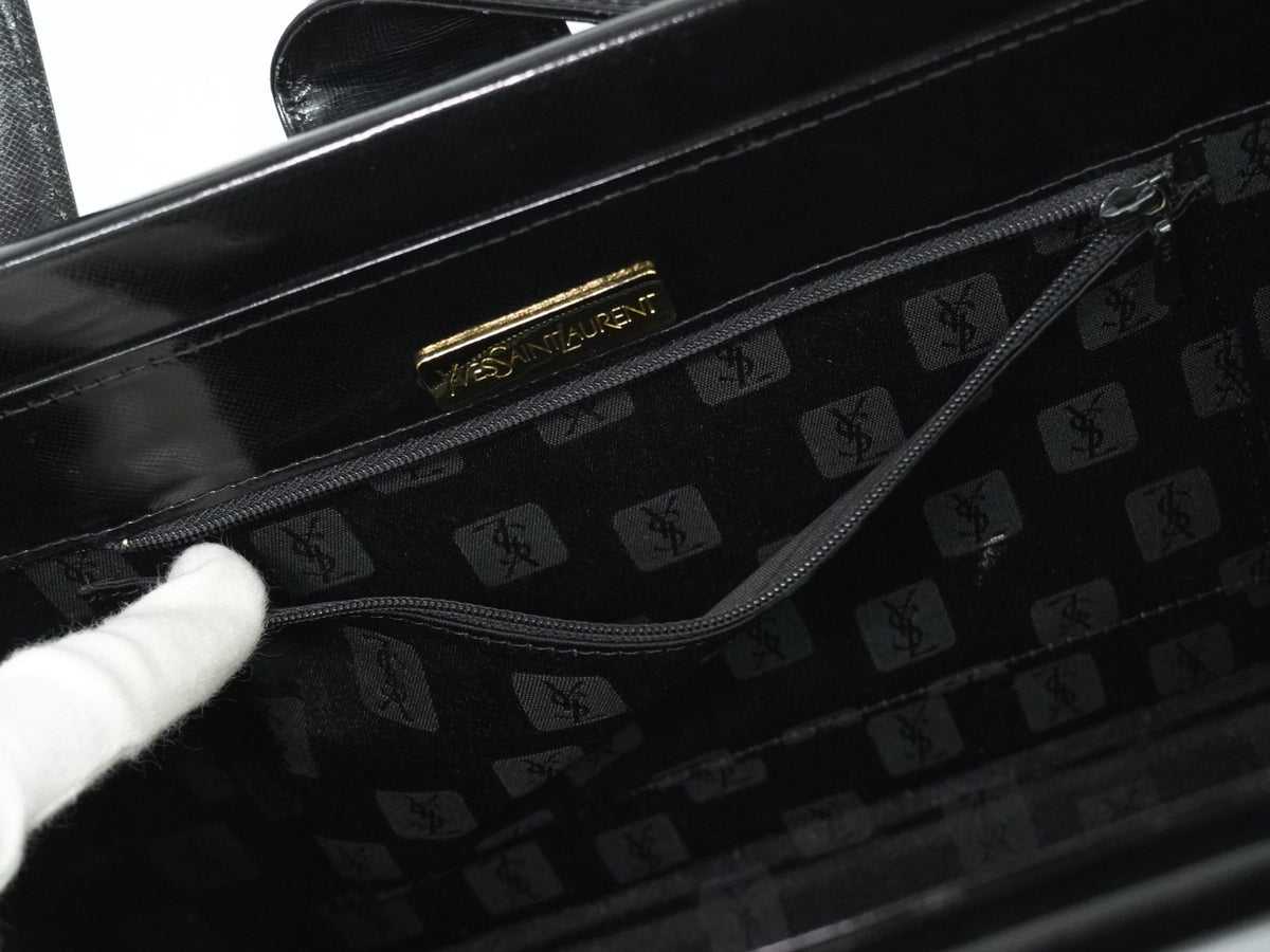 Saint Laurent Vintage Leather Black Leather Handbag (Pre-Owned)