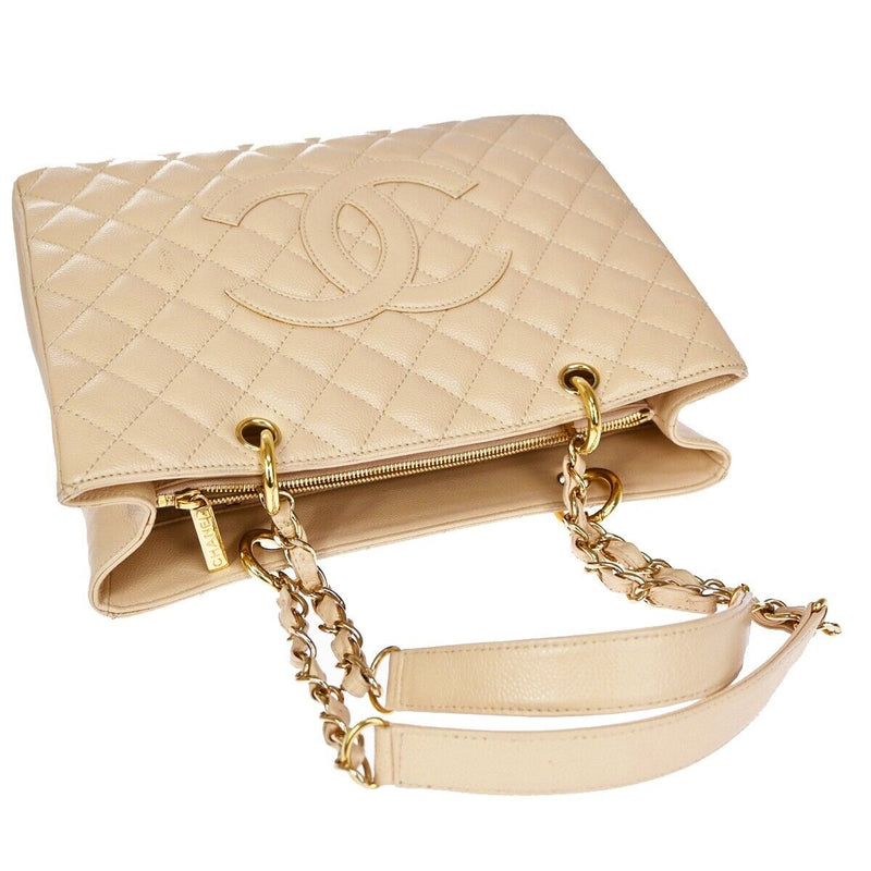 Chanel Grand Shopping Beige Leather Handbag (Pre-Owned)