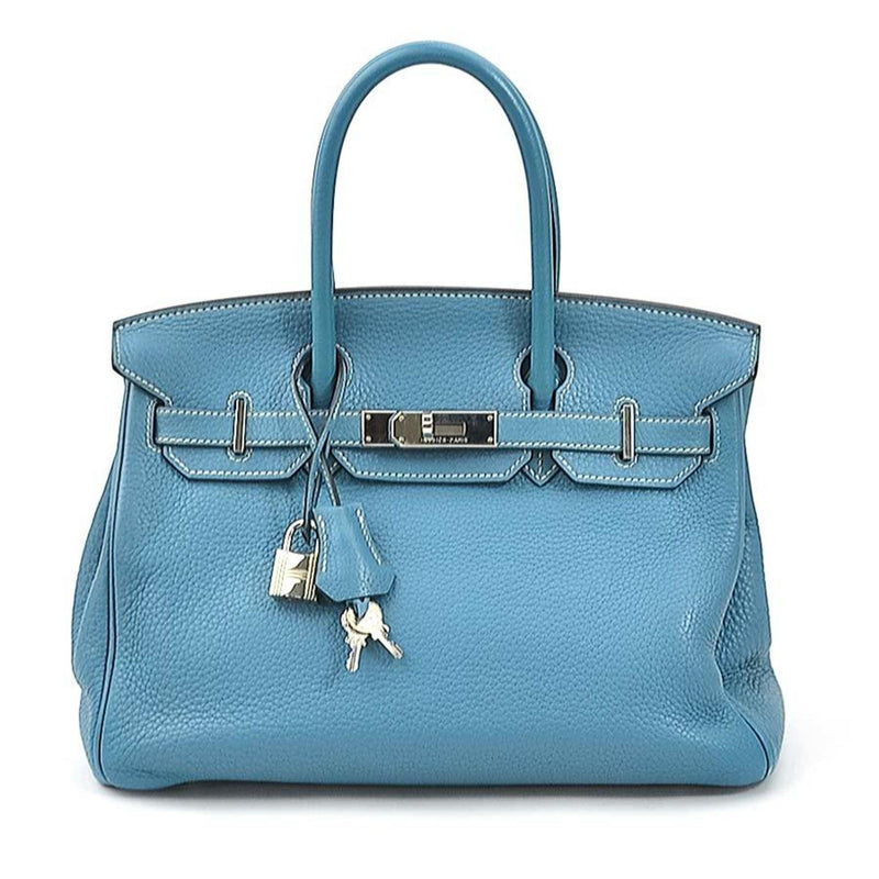 Hermès Birkin 30 Turquoise Leather Handbag (Pre-Owned)