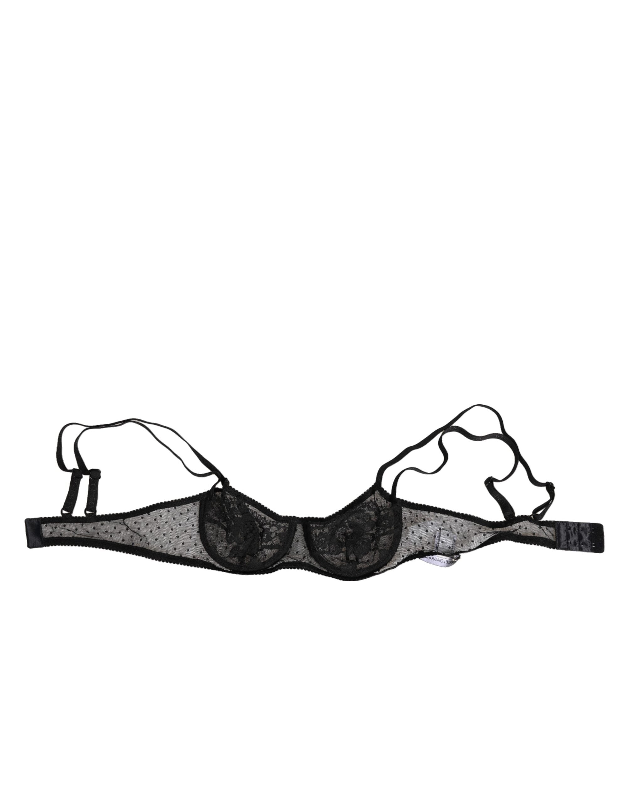 Dolce & Gabbana Black Floral Underwired Balconette Bra Women's Underwear (Pre-Owned)