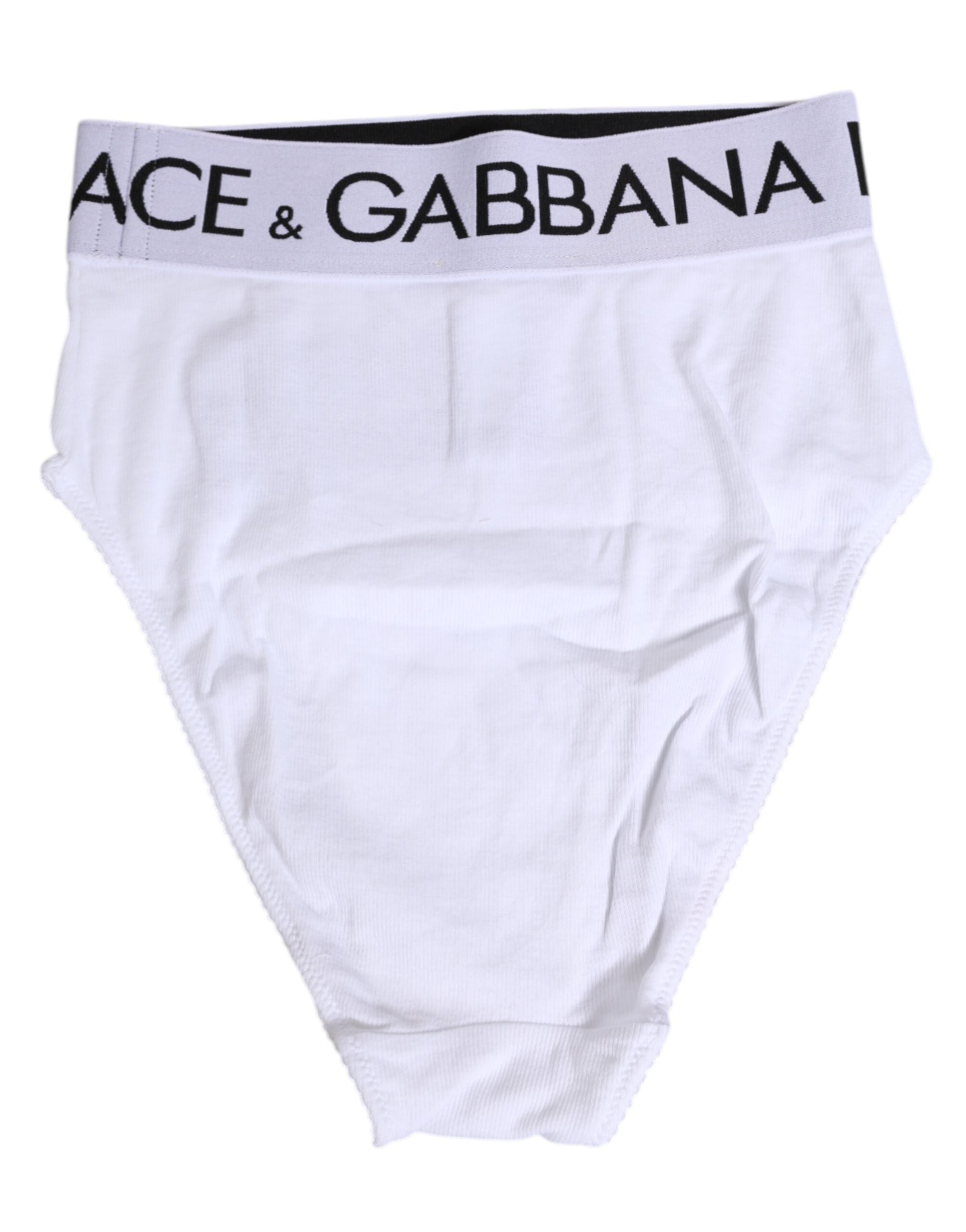 Dolce & Gabbana White Cotton Stretch High Waist Panty Women's Underwear (Pre-Owned)
