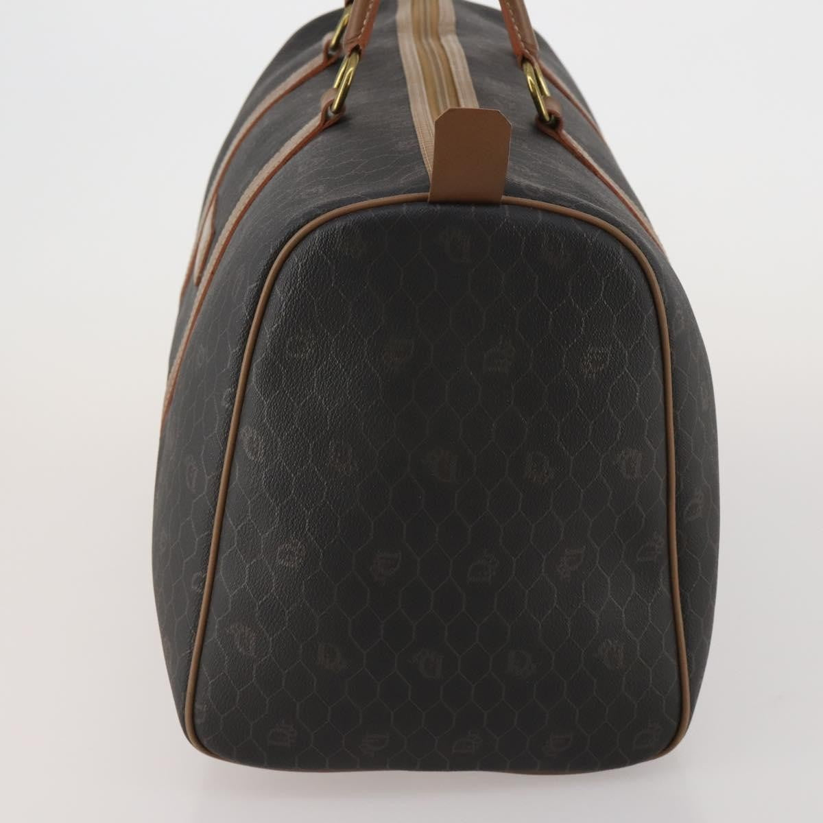 Christian Dior Vintage Honeycomb Boston Canvas And Leather Black Canvas Travel Bag Bag (Pre-Owned)