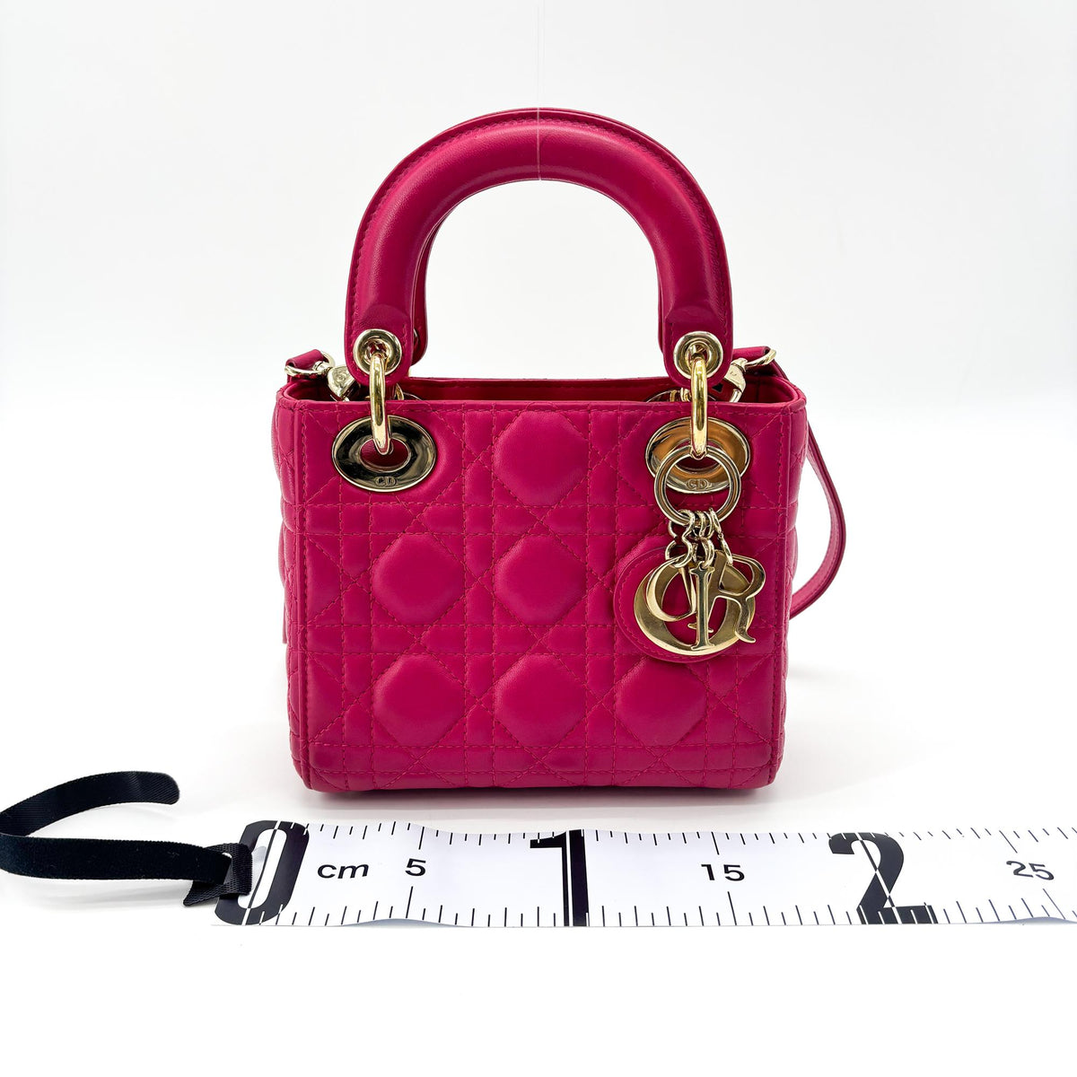 Christian Dior Lady Dior Cannage Quilt Lambskin Pink Leather Handbag (Pre-Owned)