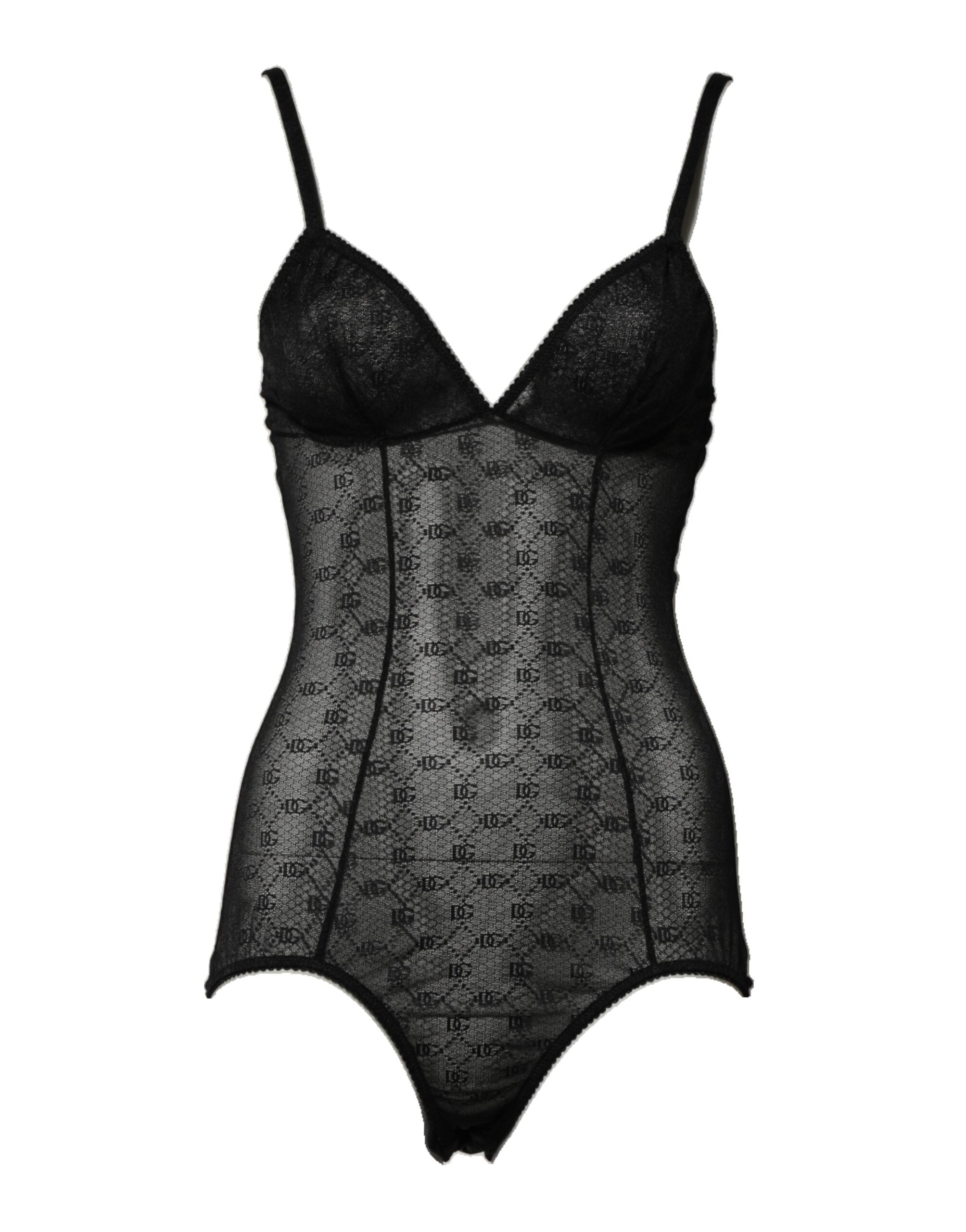 Dolce & Gabbana Black Nylon Stretch Bodysuit Lingerie Women's Underwear