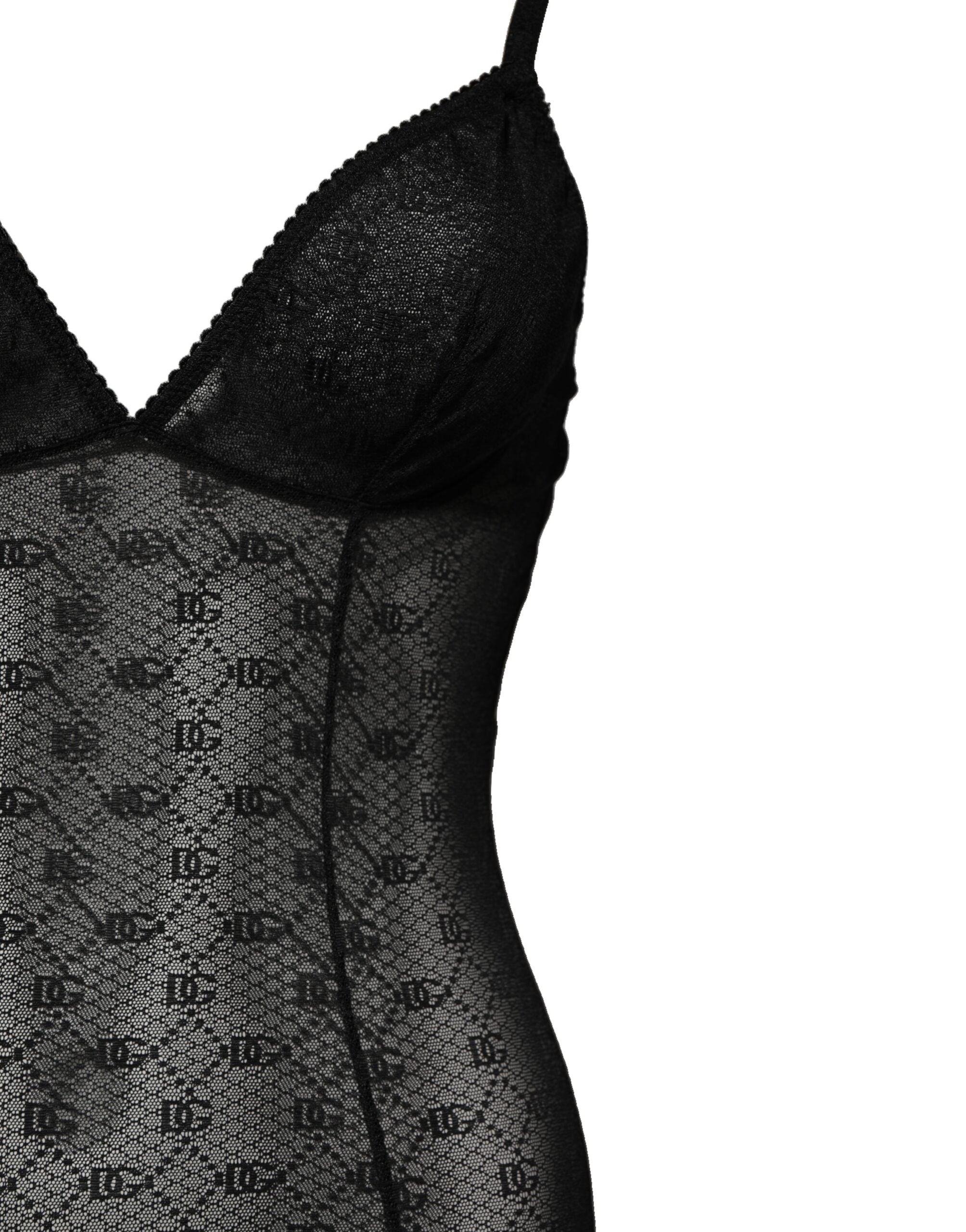 Dolce & Gabbana Black Nylon Stretch Bodysuit Lingerie Women's Underwear