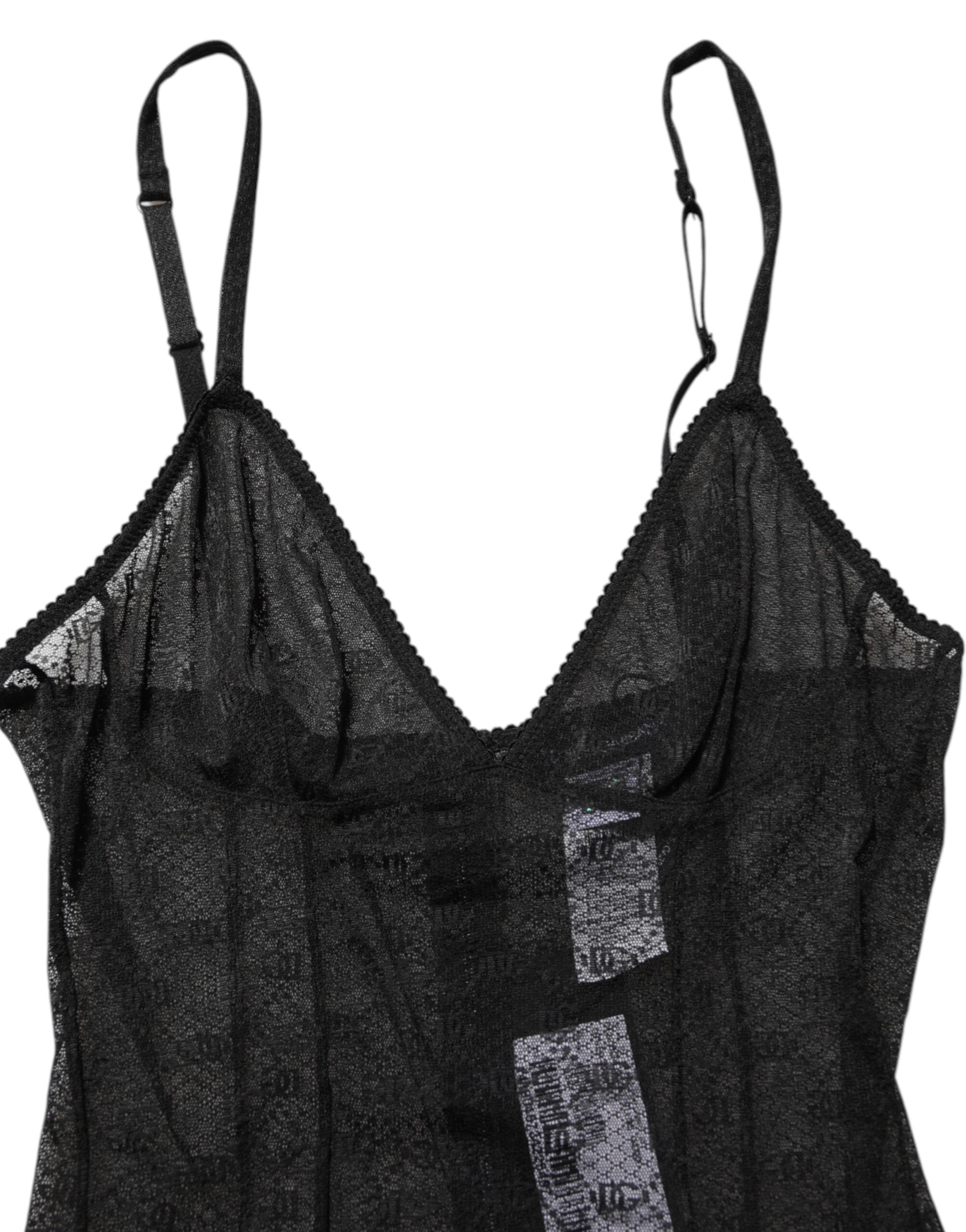 Dolce & Gabbana Black Nylon Stretch Bodysuit Lingerie Women's Underwear