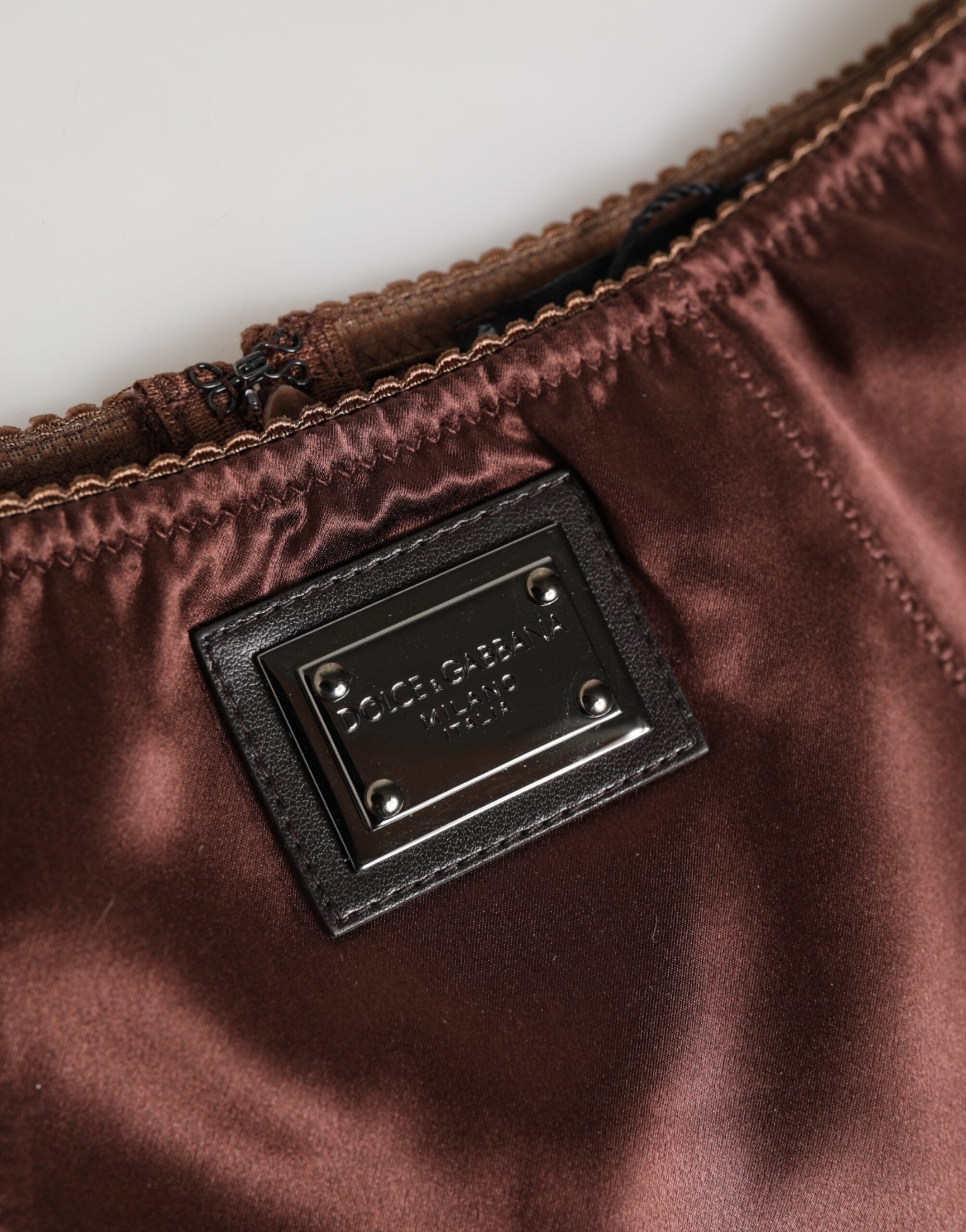 Dolce & Gabbana Brown Silk Stretch High Waist Girdle Women's Underwear