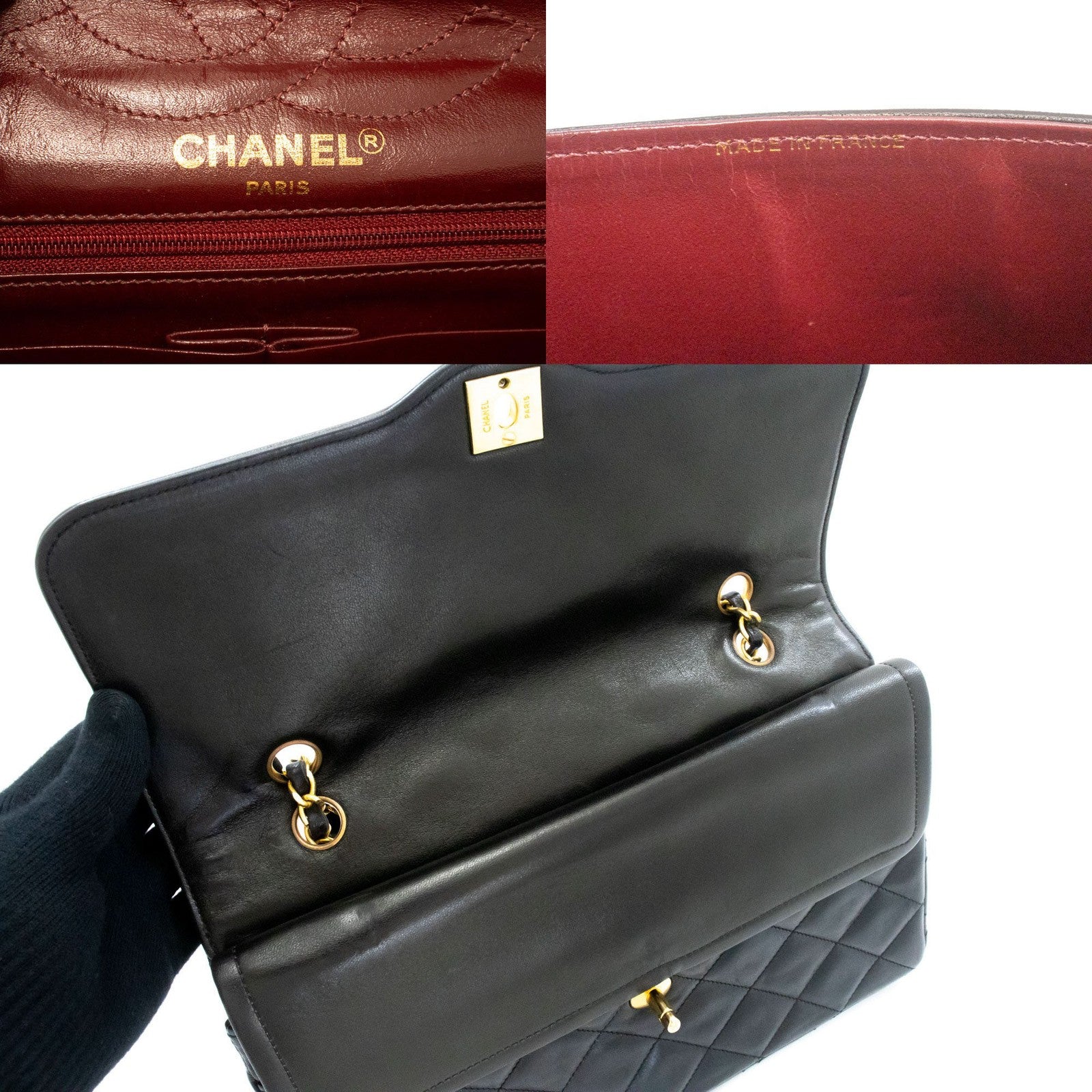 Chanel Vintage Two Tone Cc Flap Quilted Lambskin Black Leather Shoulder Bag Bag (Pre-Owned)