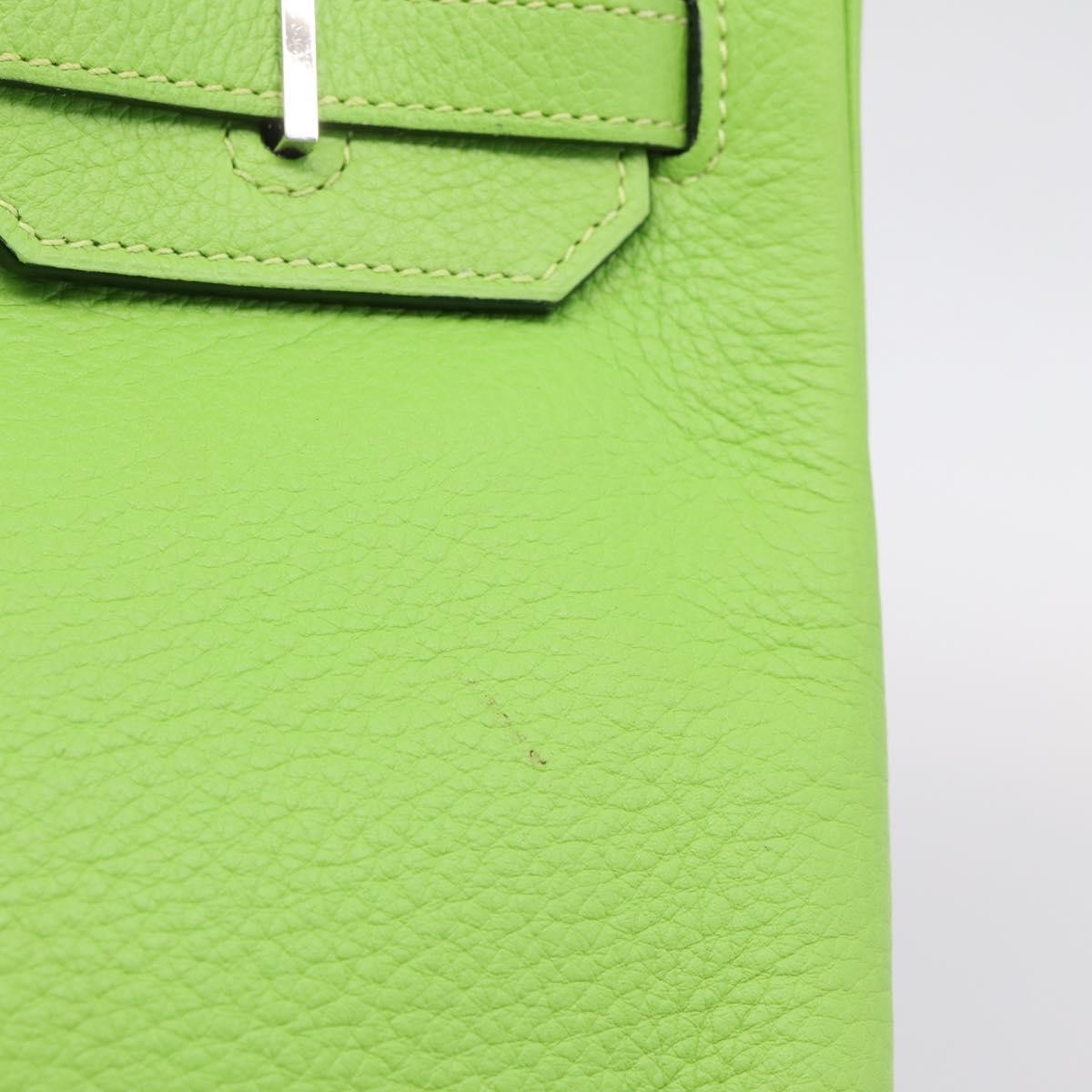 Hermes Birkin Green Clemence With Palladium Hardware Green Leather Handbag (Pre-Owned)