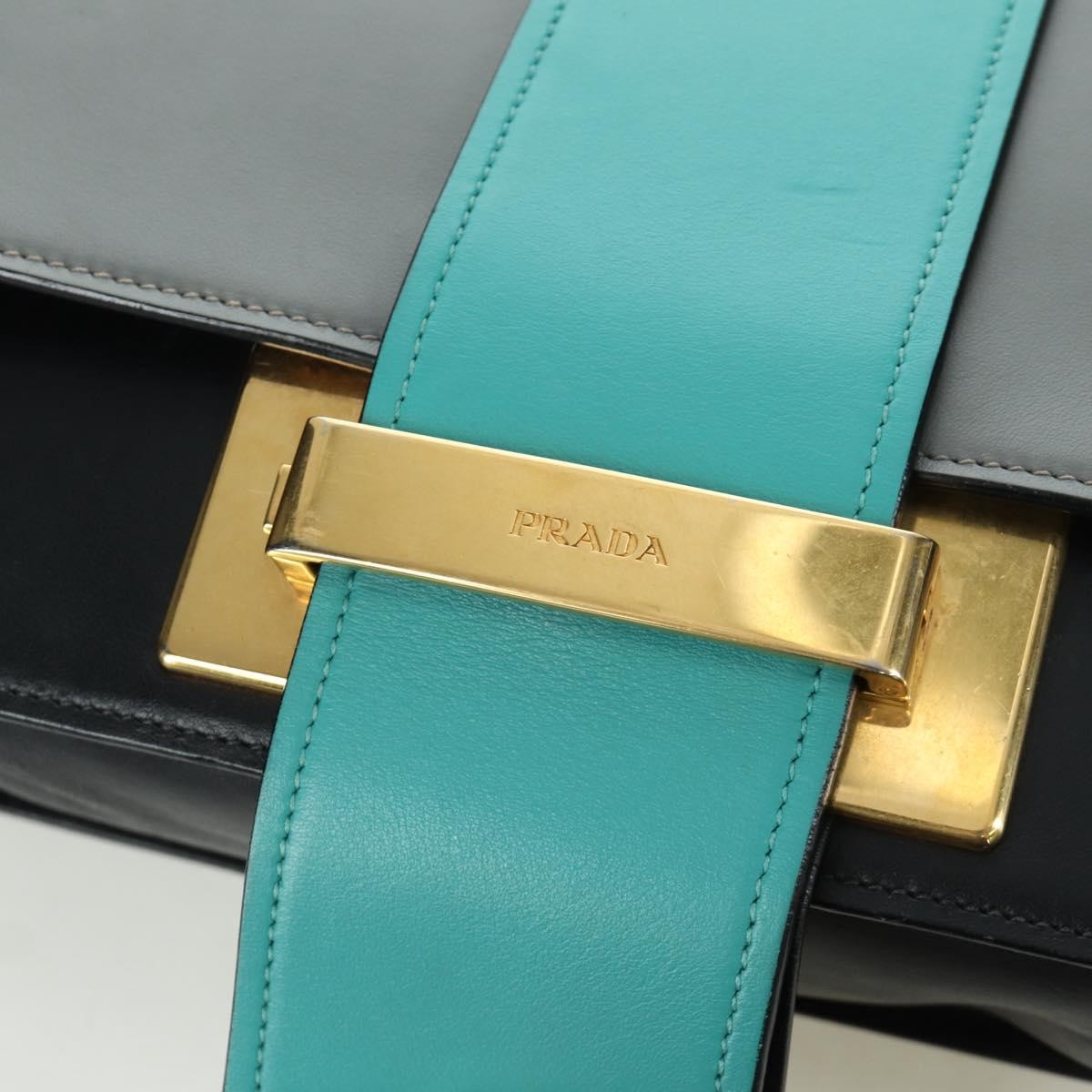 Prada Metal Ribbon City Calfskin Gray Leather Shoulder Bag Bag (Pre-Owned)