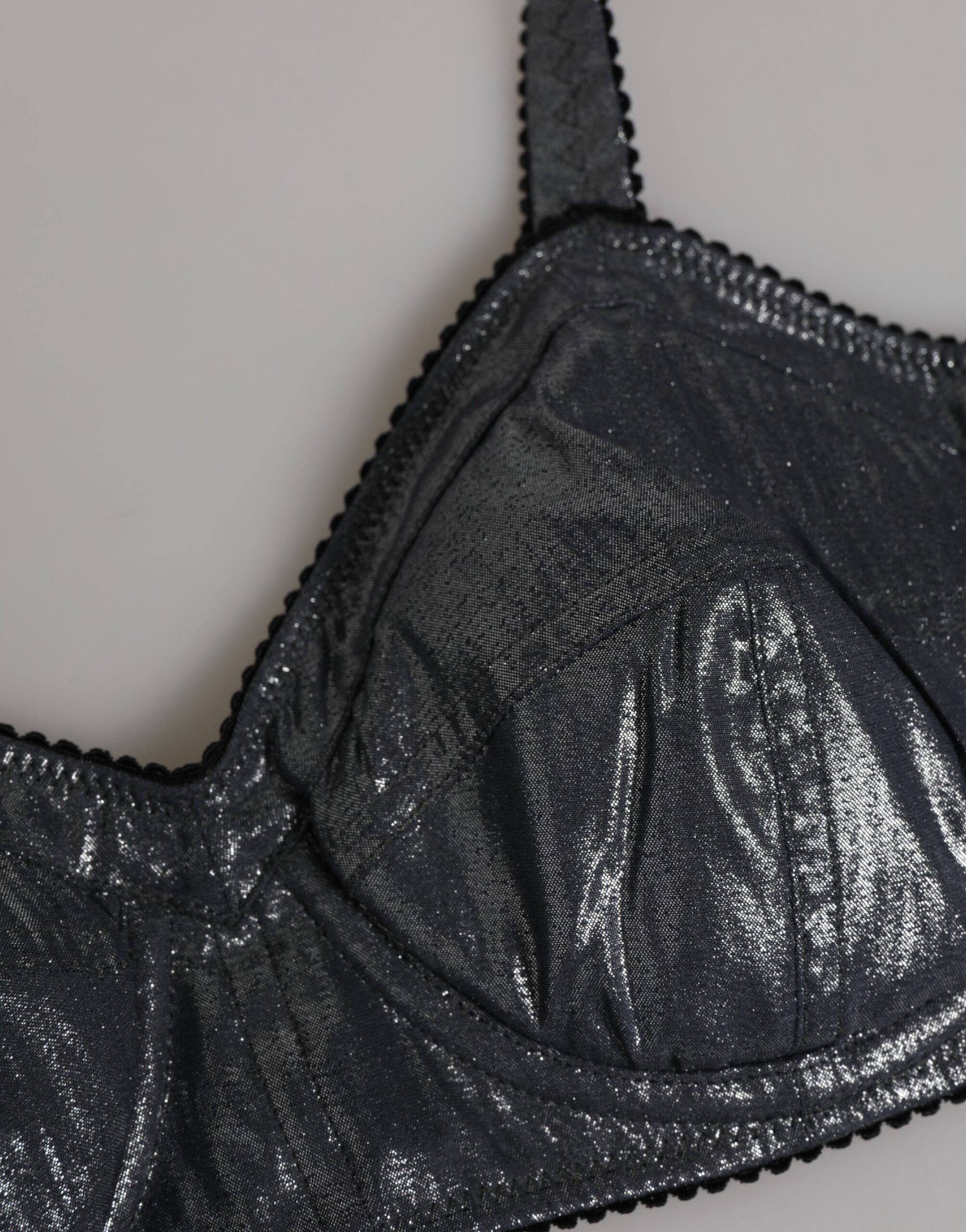 Dolce & Gabbana Dark Gray Silk Stretch Balconcino Bra Women's Underwear