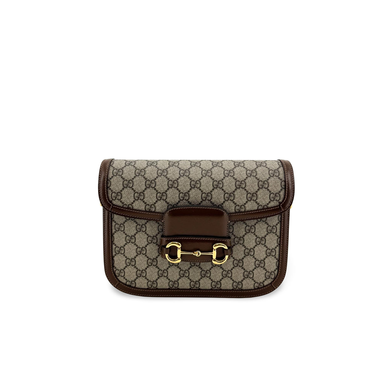 Gucci Horsebit 1955 Gg Coated Canvas With Leather Brown Canvas Shoulder Bag Bag (Pre-Owned)
