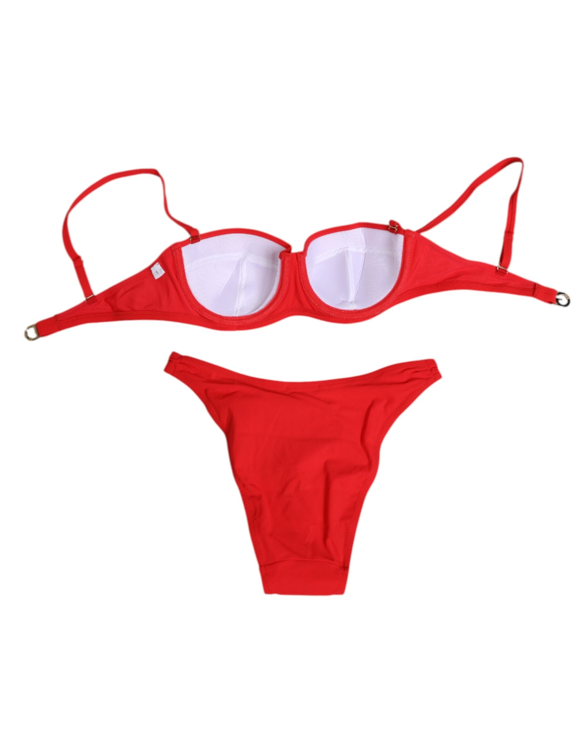 Dolce & Gabbana Red Nylon Swimsuit 2 Piece Top Bottom Women's Swimwear