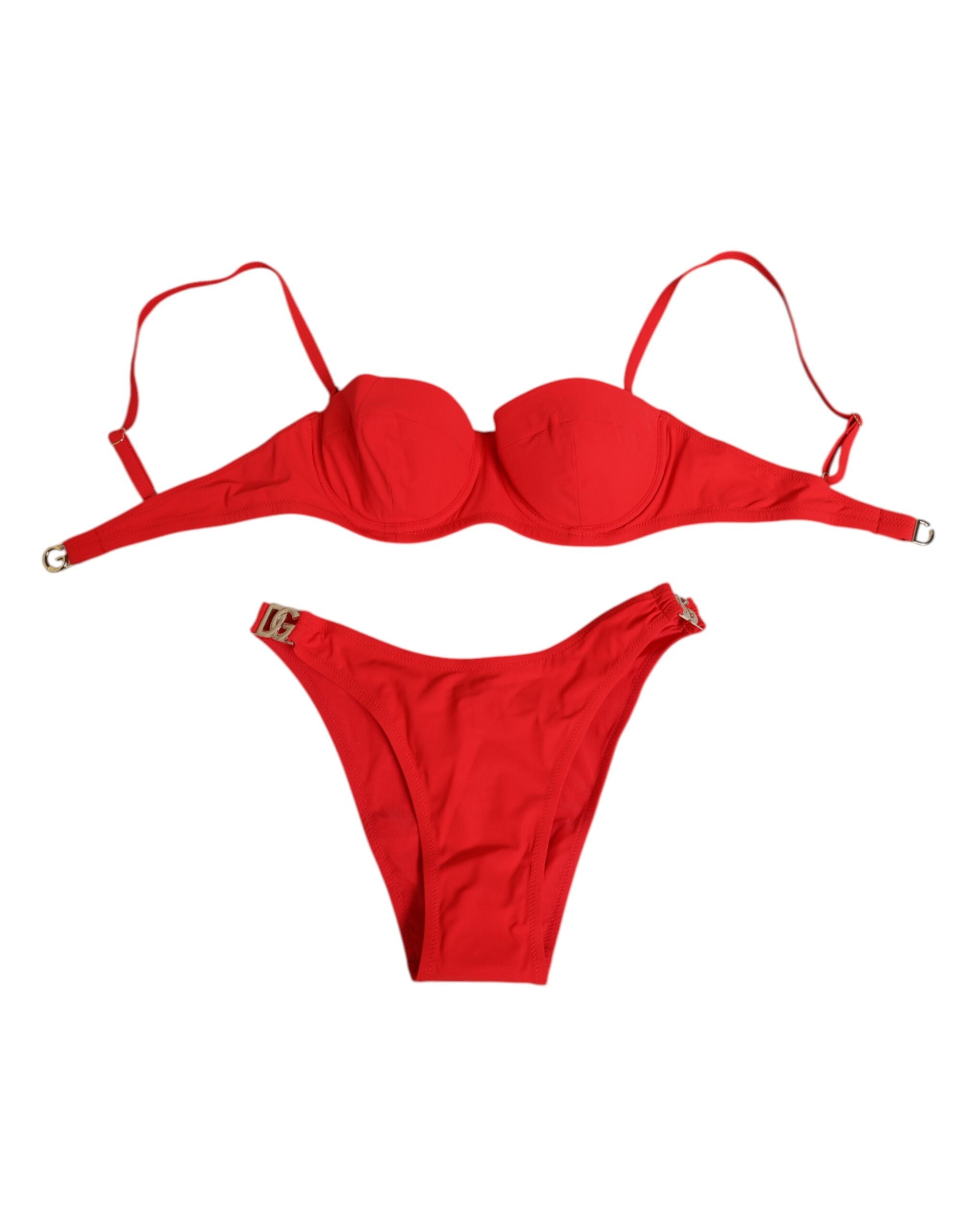 Dolce & Gabbana Red Nylon Swimsuit 2 Piece Top Bottom Women's Swimwear