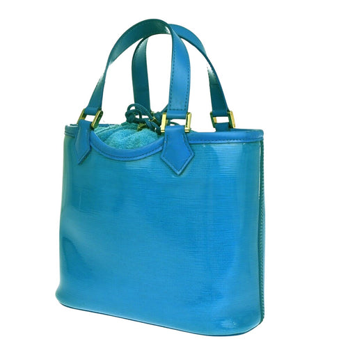 Louis Vuitton Lagoon Bay Blue Patent Leather Handbag (Pre-Owned)