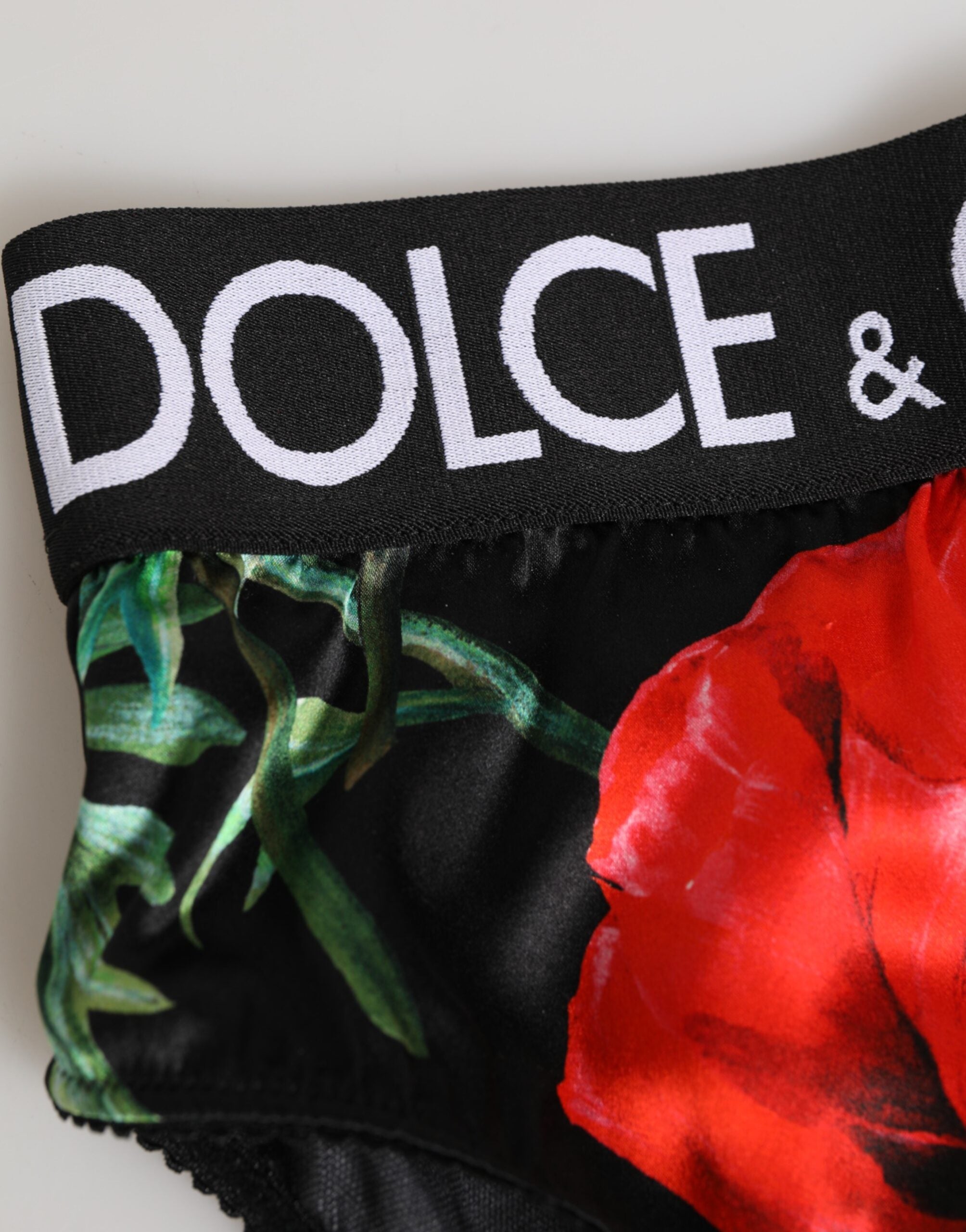 Dolce & Gabbana Black Floral Silk High Waist Panty Women's Underwear
