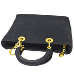 Dior Lady Dior Navy Canvas Handbag (Pre-Owned)