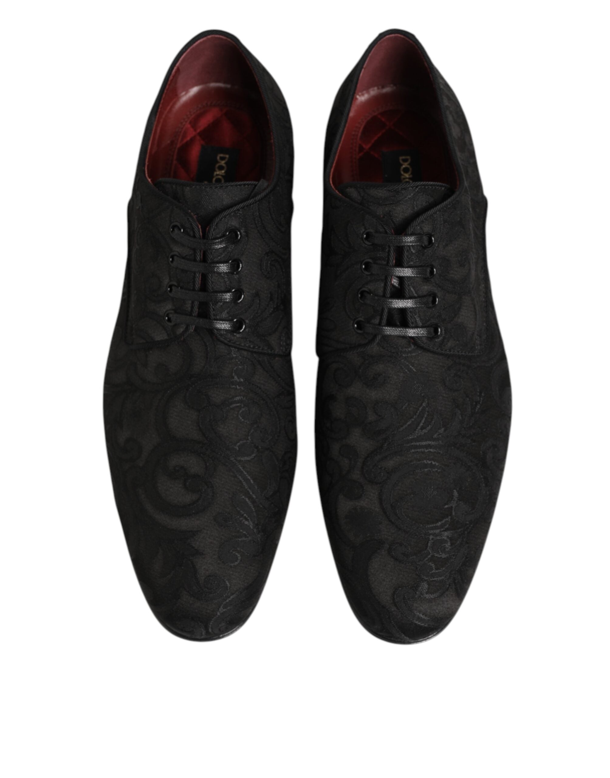 Dolce & Gabbana Black Brocade Lace Up Derby Men Dress Men's Shoes
