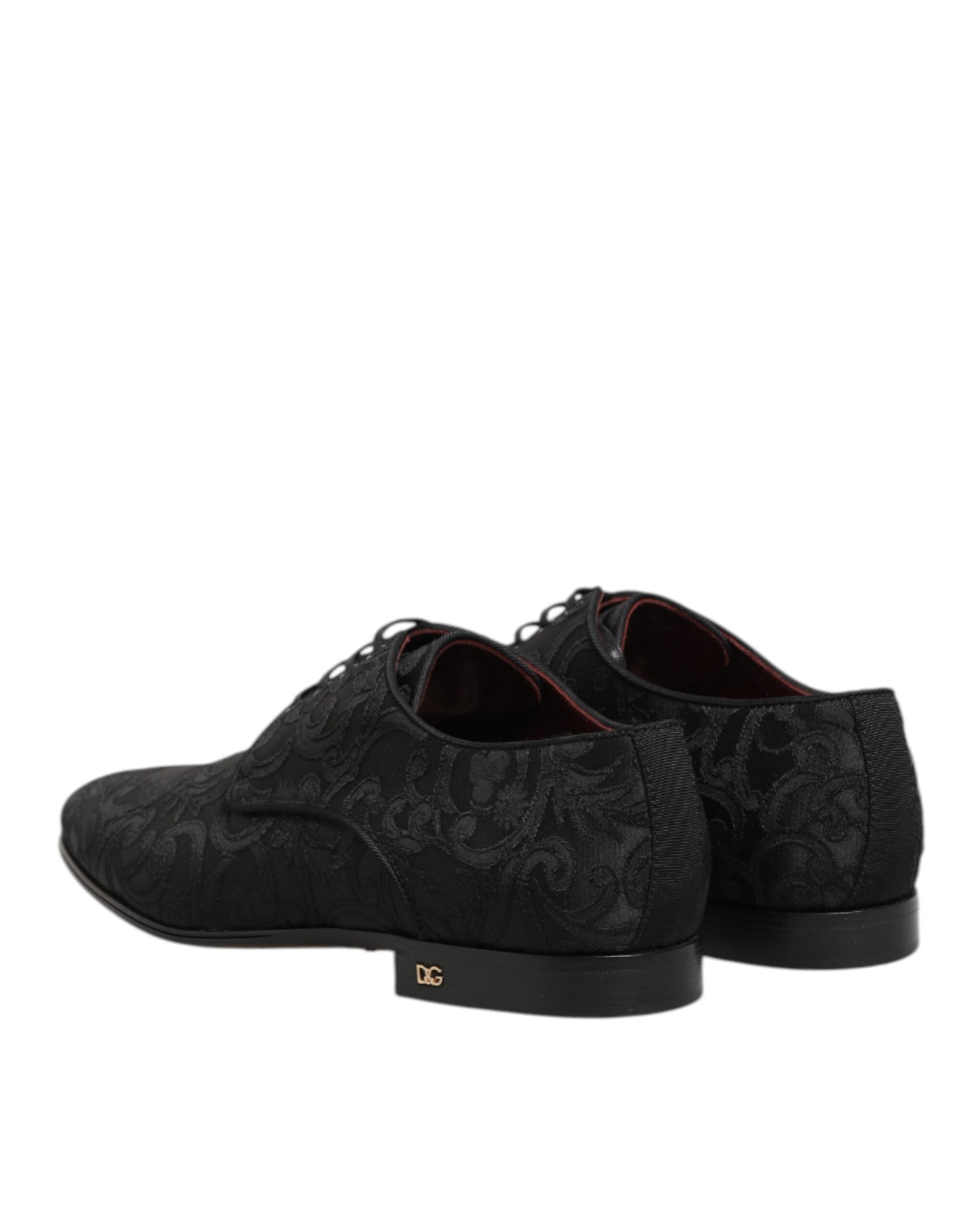 Dolce & Gabbana Black Brocade Lace Up Derby Men Dress Men's Shoes