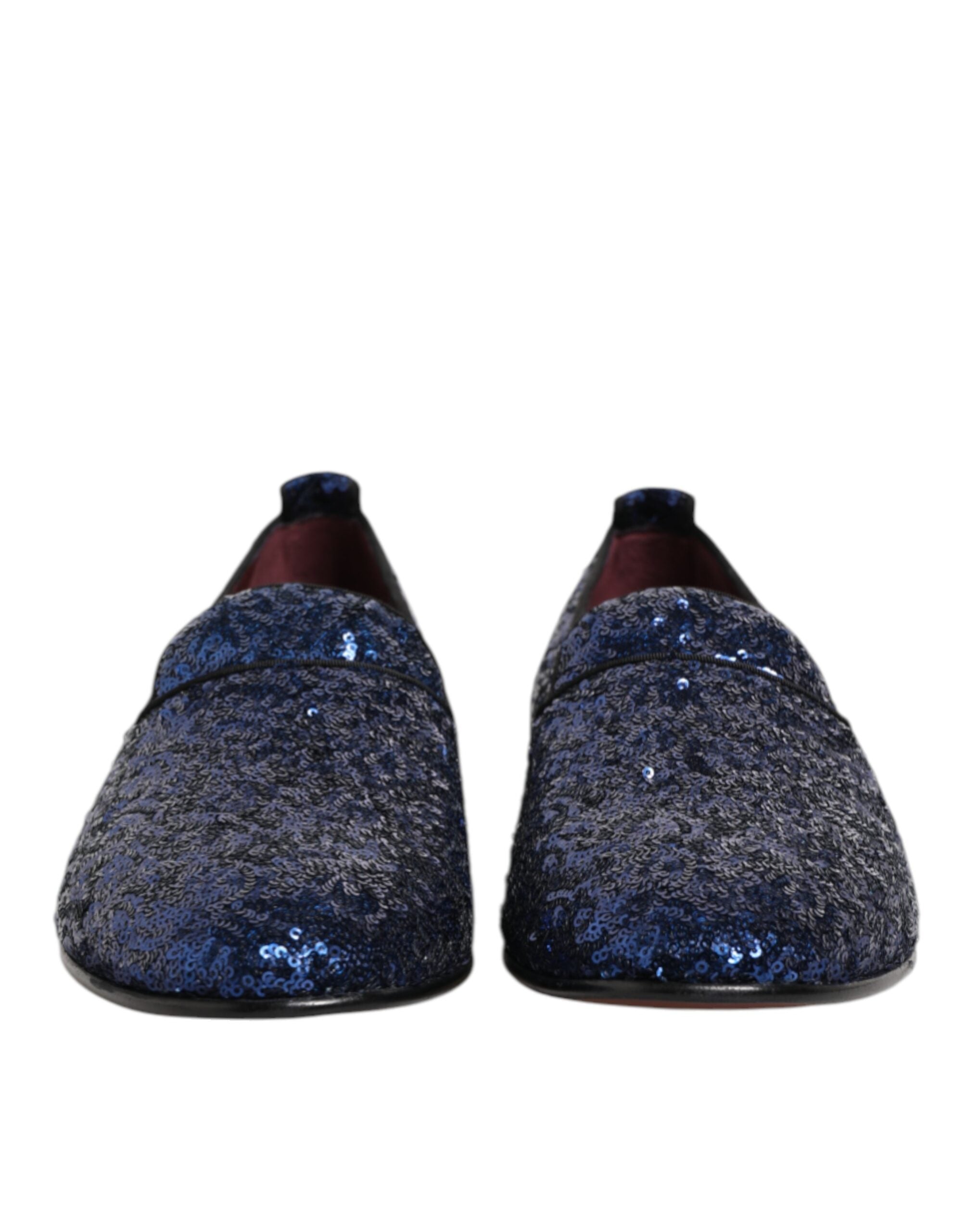 Dolce & Gabbana Blue Sequined Loafers Slippers Men Dress Men's Shoes