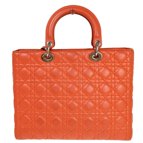 Dior Cannage Lady Orange Canvas Handbag (Pre-Owned)