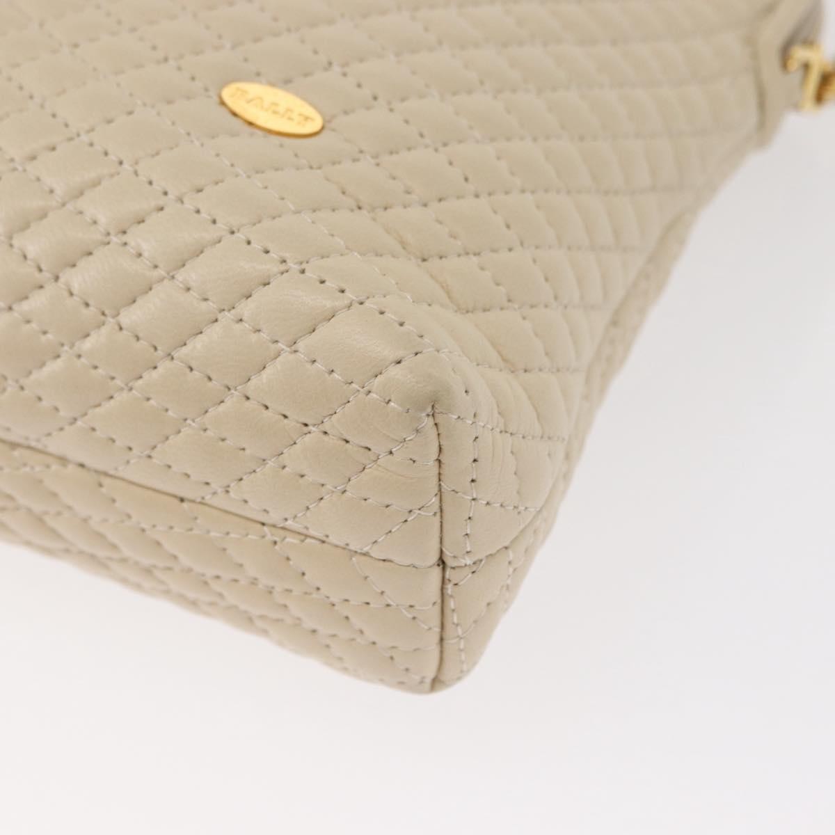 Bally Vintage Chain Quilted Leather Beige Leather Shoulder Bag Bag (Pre-Owned)
