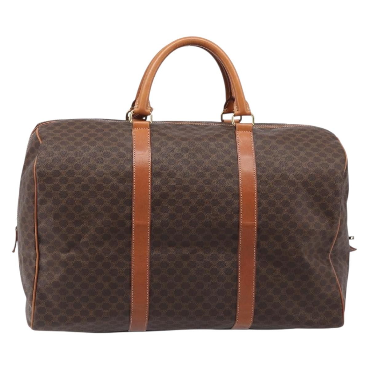 Celine Boston Triomphe Coated Canvas Brown Canvas Handbag (Pre-Owned)