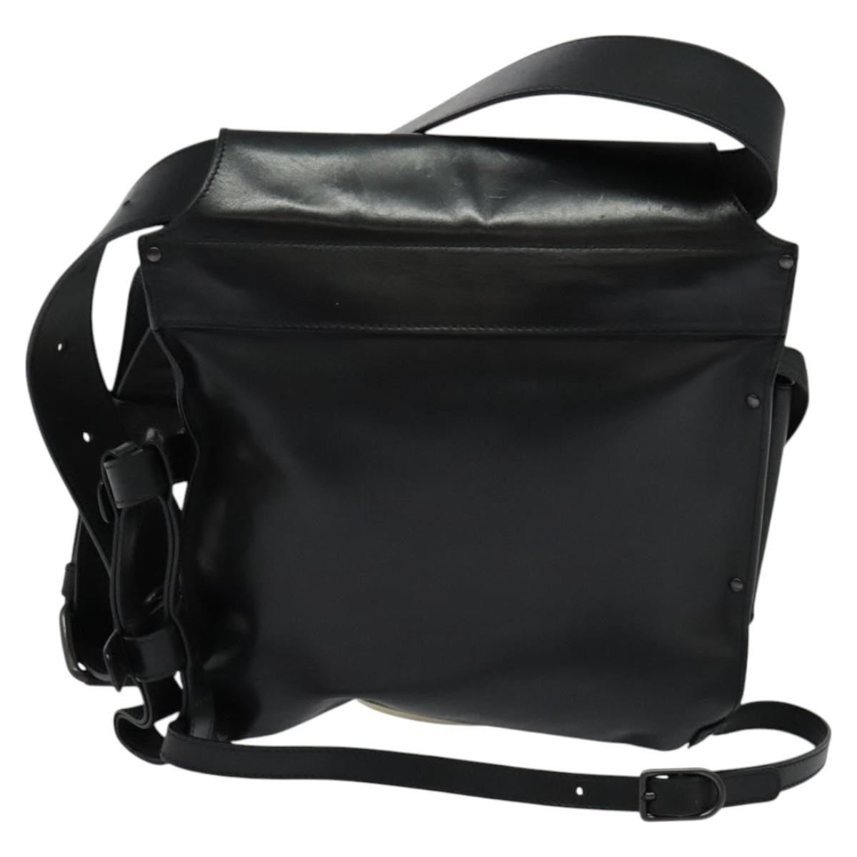 Bottega Veneta Utility Waist Leather With Intrecciato Black Leather Shoulder Bag Bag (Pre-Owned)