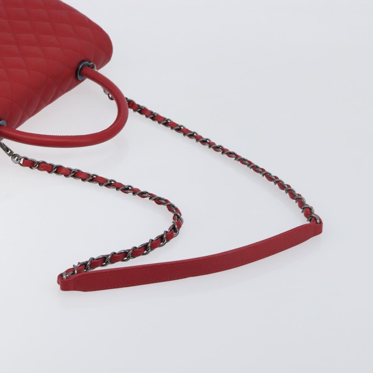 Chanel Coco Top Handle Caviar Red Calfskin Handbag (Pre-Owned)