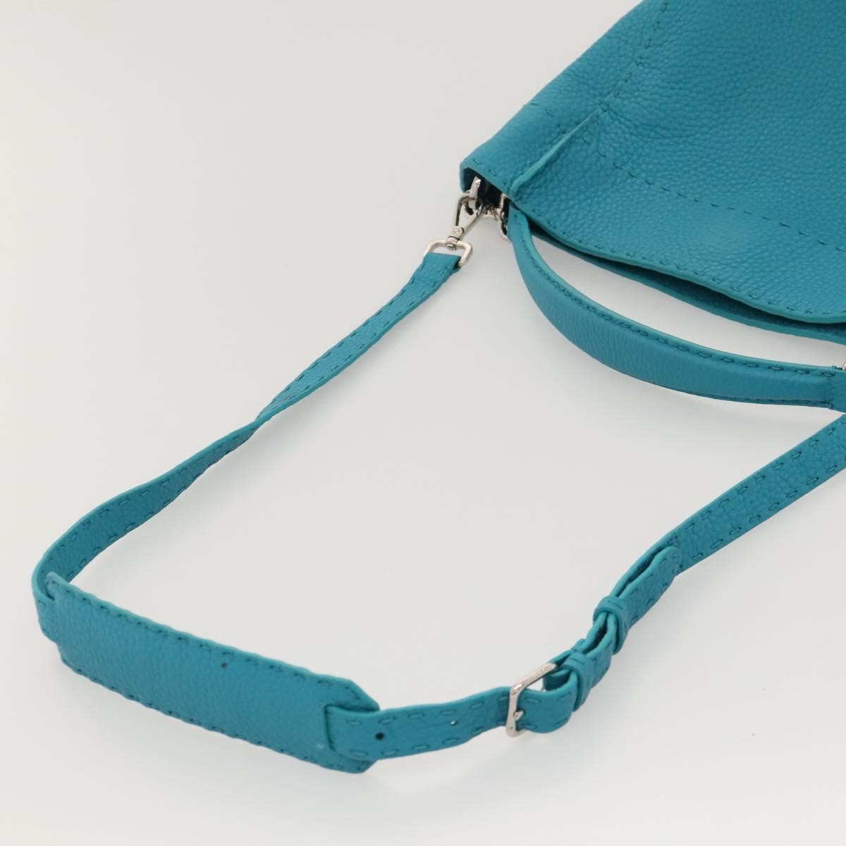 Fendi Selleria Anna Bucket Leather Blue Leather Handbag (Pre-Owned)