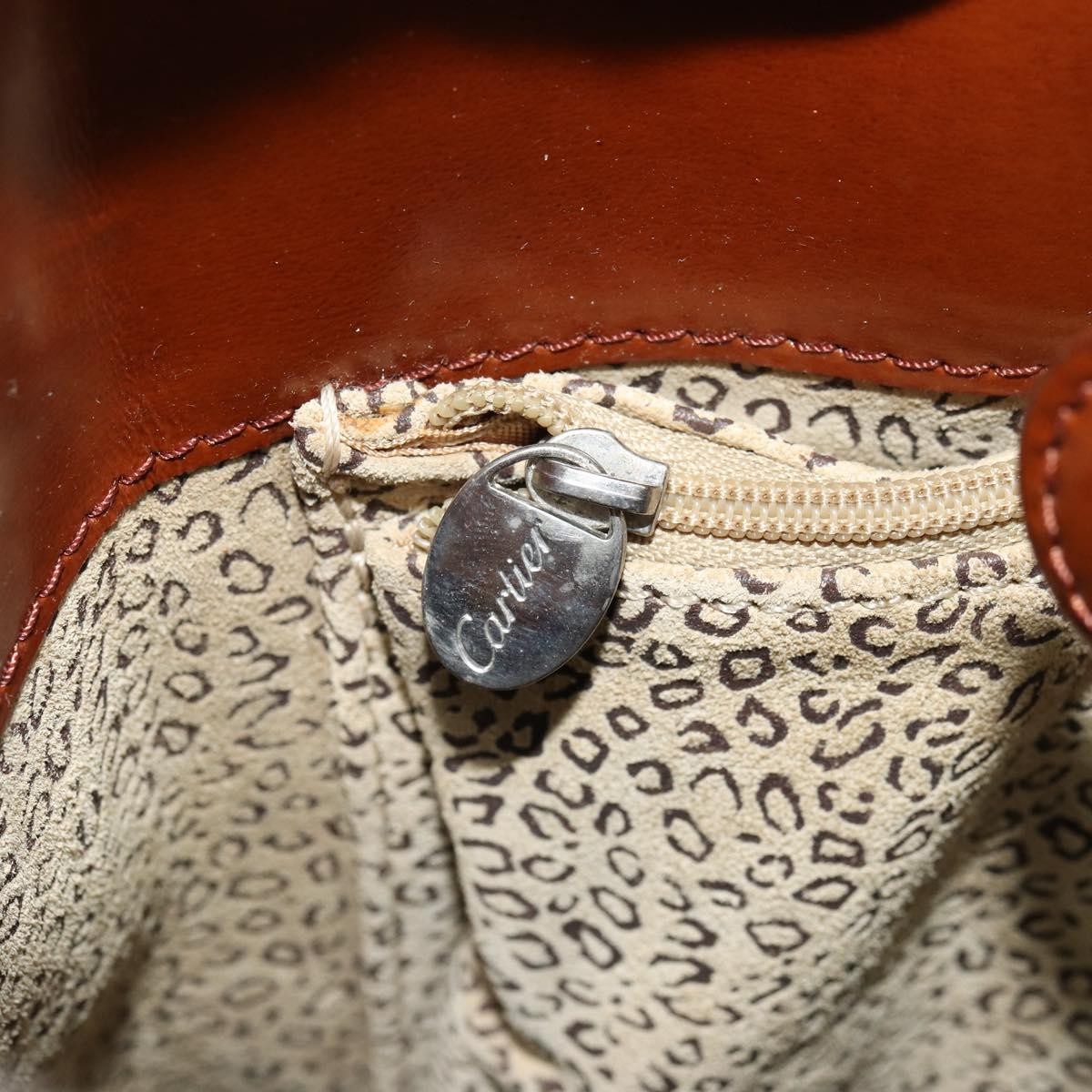 Cartier Panthère Shoulder Patent Leather Brown Patent_Leather Shoulder Bag Bag (Pre-Owned)