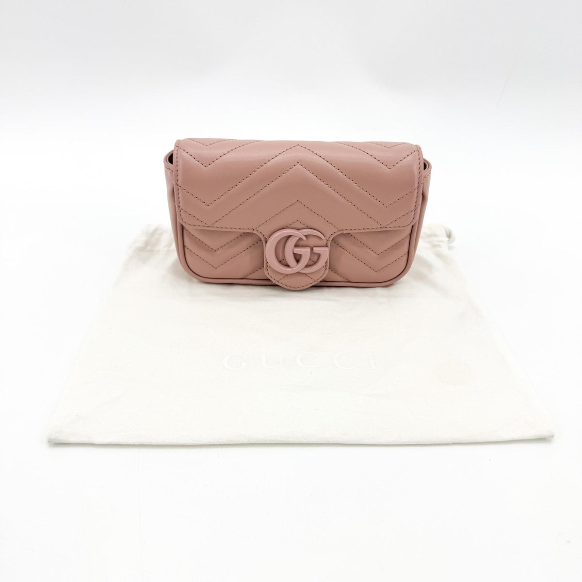 Gucci Gg Marmont Flap Matelasse Leather Pink Leather Handbag (Pre-Owned)