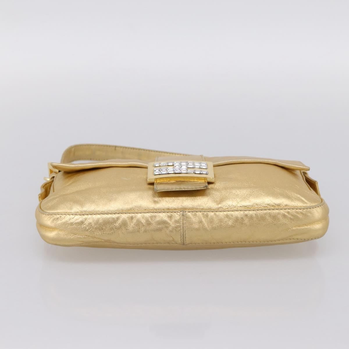 Fendi Mamma Baguette Zucca Jacquard Velvet Gold Leather Shoulder Bag Bag (Pre-Owned)
