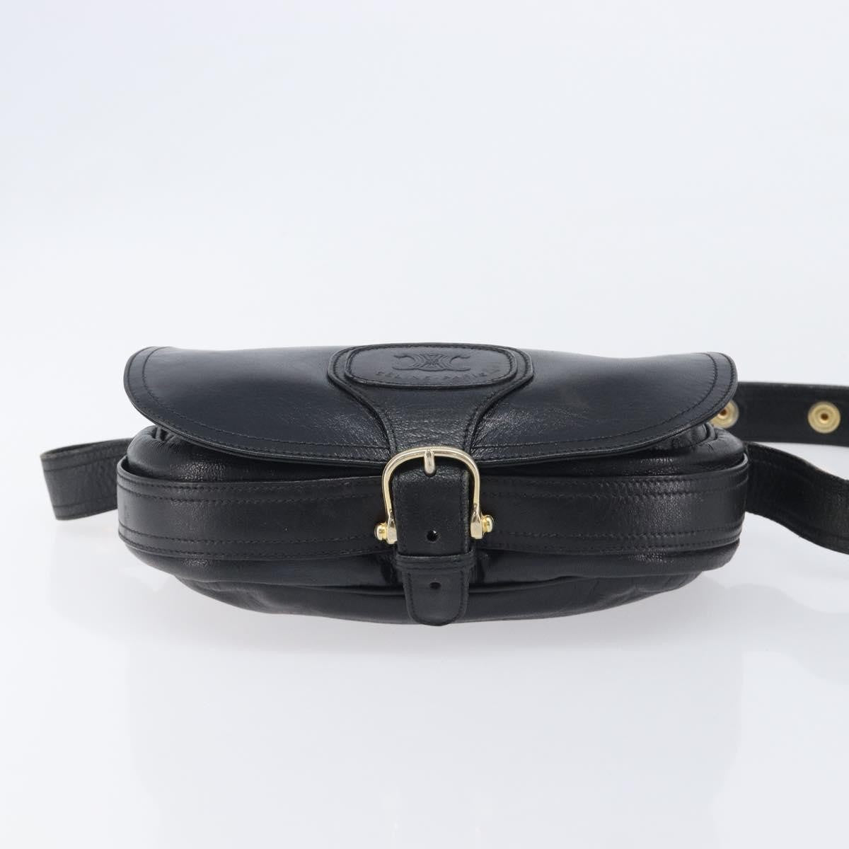 Celine Shoulder Leather Black Leather Shoulder Bag Bag (Pre-Owned)