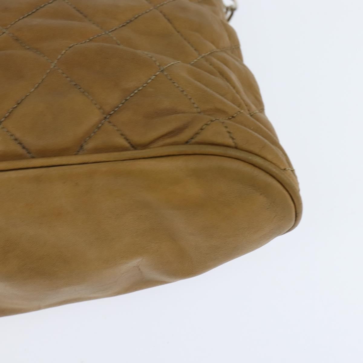 Chanel Vintage Zip Chain Quilted Lambskin Brown Leather Shoulder Bag Bag (Pre-Owned)