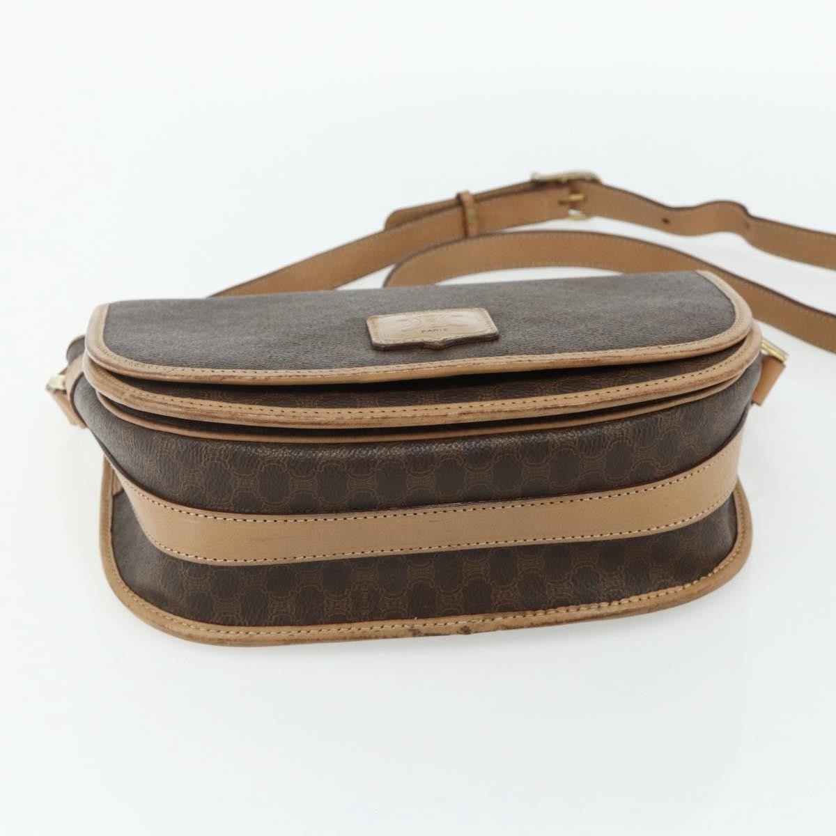 Celine Vintage Macadam Canvas And Leather Brown Canvas Shoulder Bag Bag (Pre-Owned)