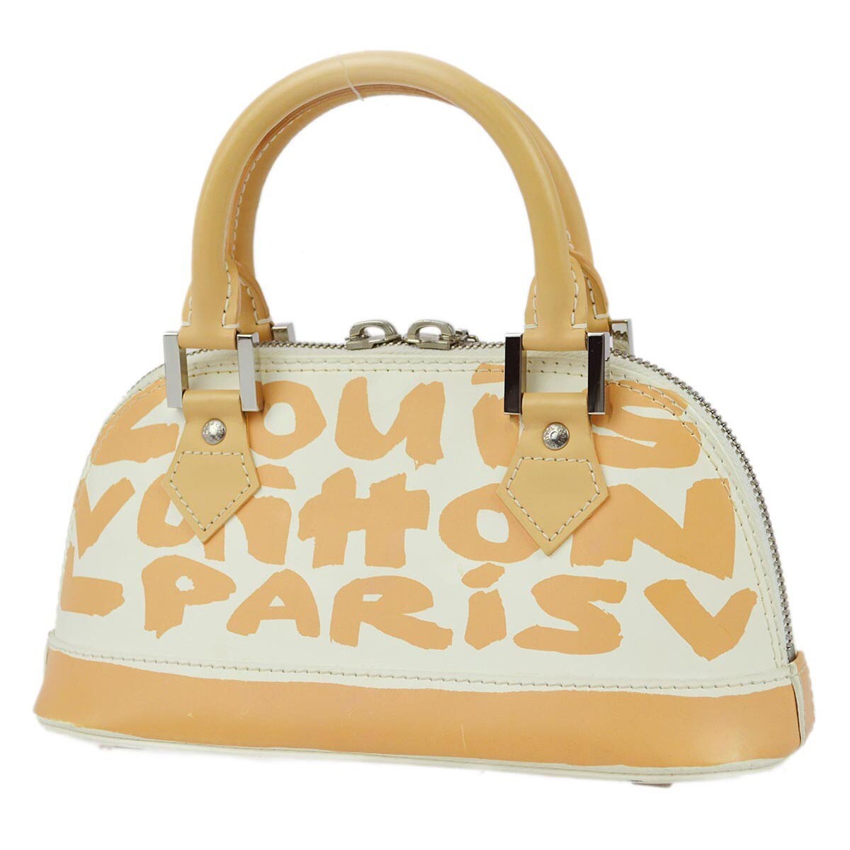 Louis Vuitton Alma Limited Edition Graffiti Leather Beige Leather Handbag (Pre-Owned)