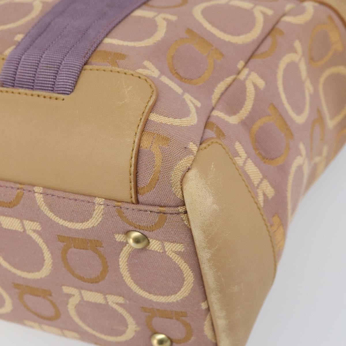 Salvatore Ferragamo Gancini Tote Canvas Purple Canvas Tote Bag Bag (Pre-Owned)